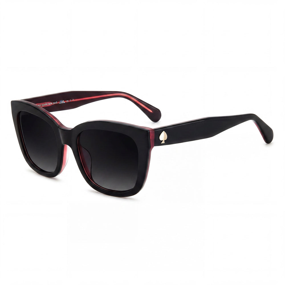 kate spade new york Tammy/S Gafas de sol rectangulares de plástico negras y rosas con protección UV y lentes polarizadas grises sombreadas para mujer 53mm