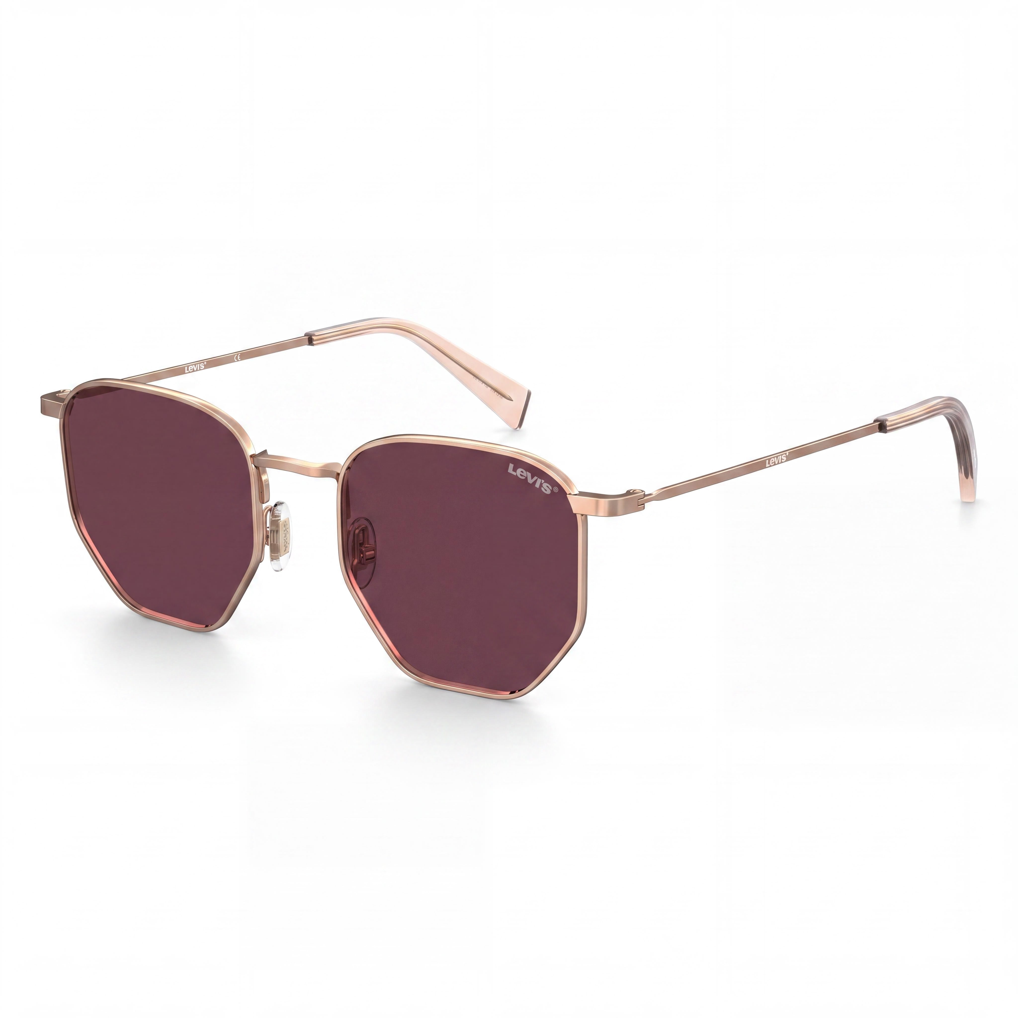 Gafas de sol informales para hombre Levi's, armazón metálico, COBRE DORADO con lentes rosas, protección UV, tamaño 51mm, Photo 1