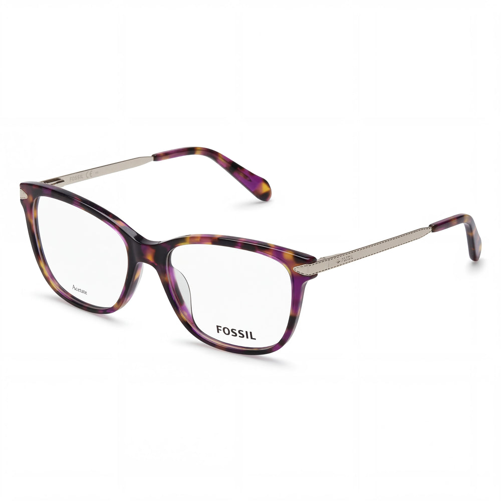 Fossil Modern Women's Acetate Optical Eyeglass Frames, Fuchsia Havana, 55mm, Prescription Ready