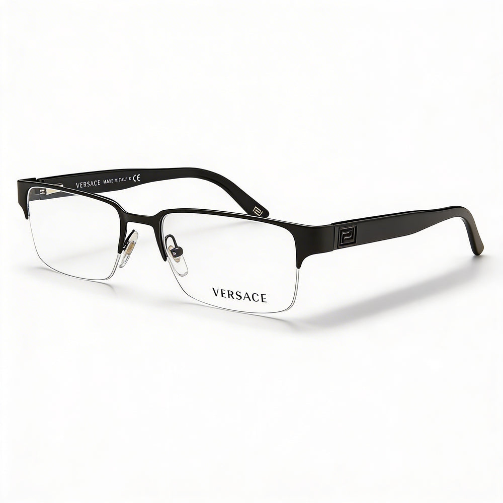 Versace VE1184 Women's Rectangular Eyeglasses with Matte Black Metal Frame and 53mm Lens Width