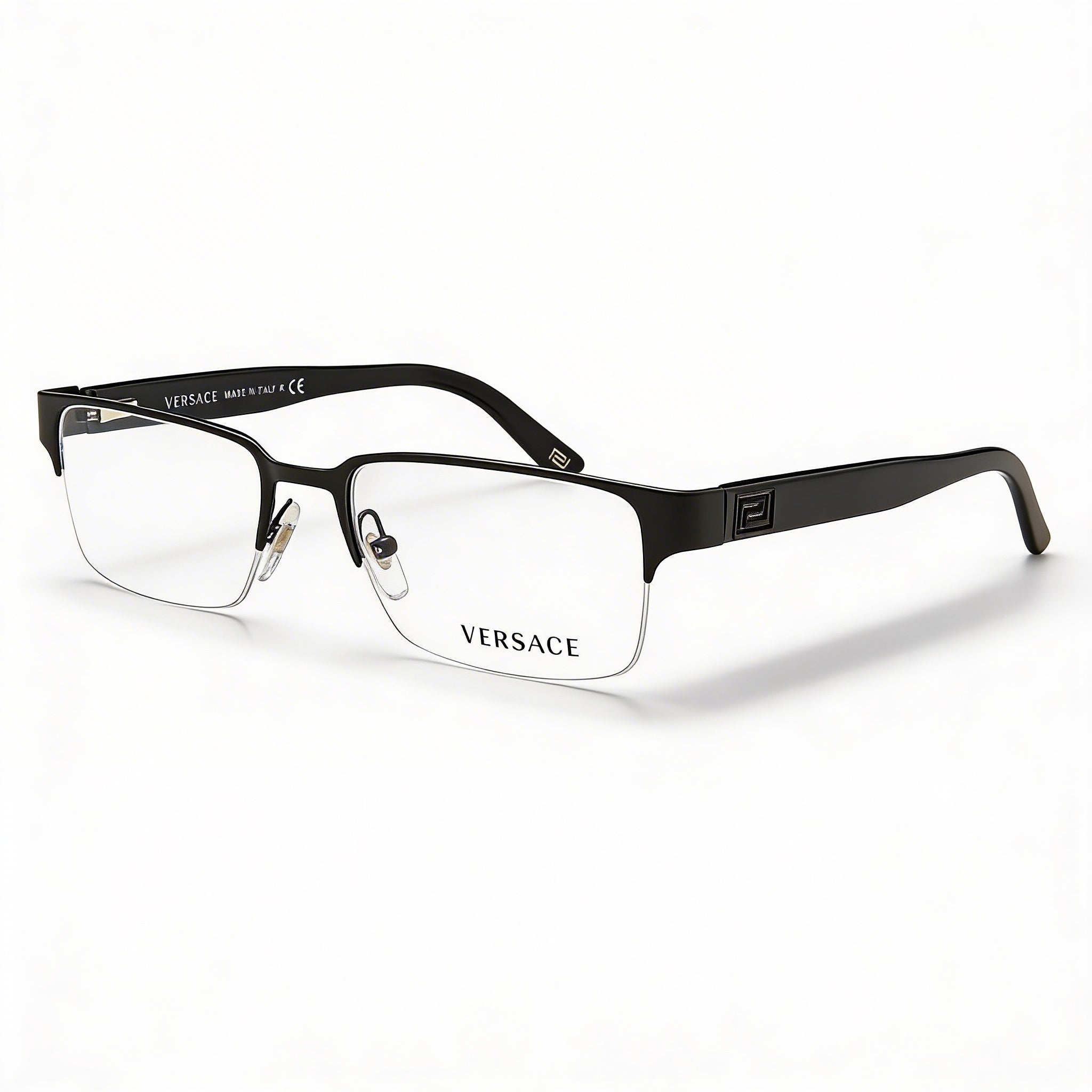 Versace VE1184 Women's Rectangular Eyeglasses with Matte Black Metal Frame and 53mm Lens Width, Photo 1