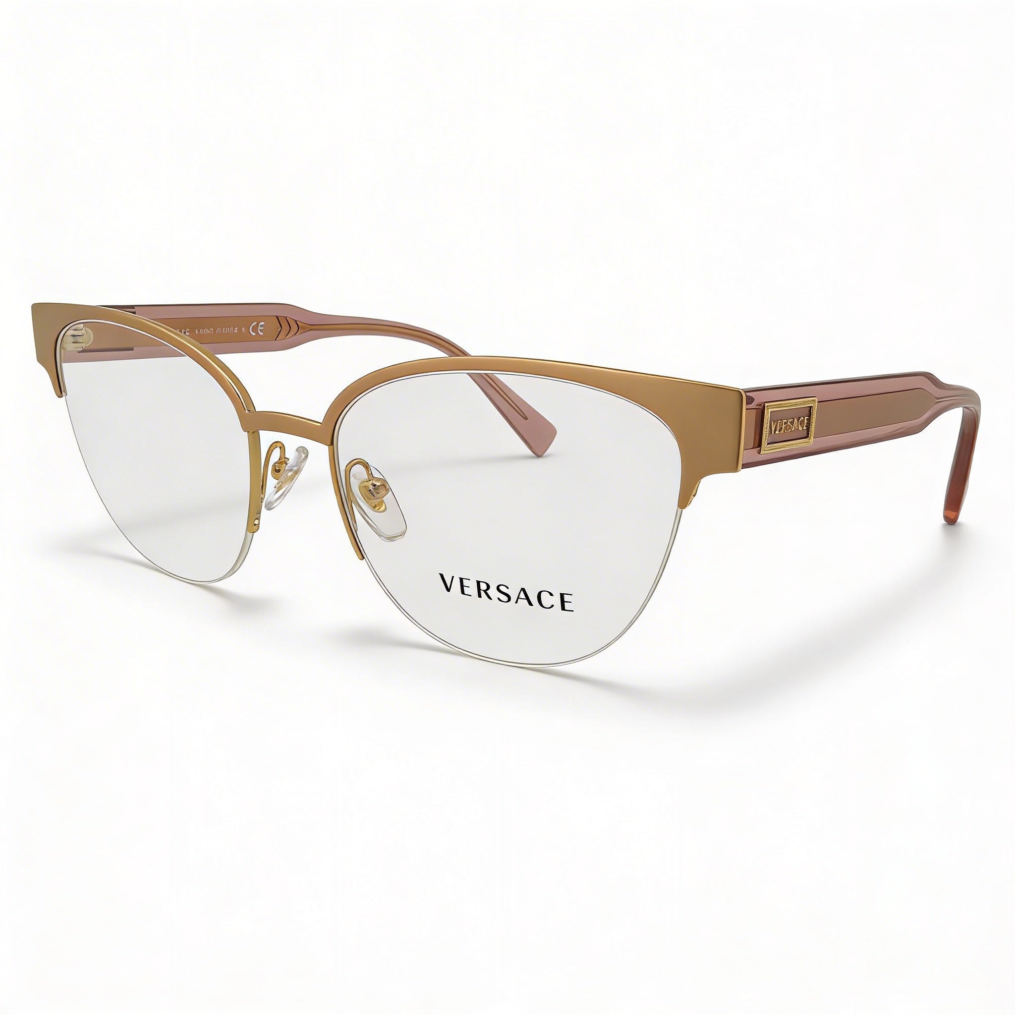 Gafas Versace Ve 1265 para mujer, de metal dorado y oro rosa, con lentes opacas de 53 mm, Photo 1