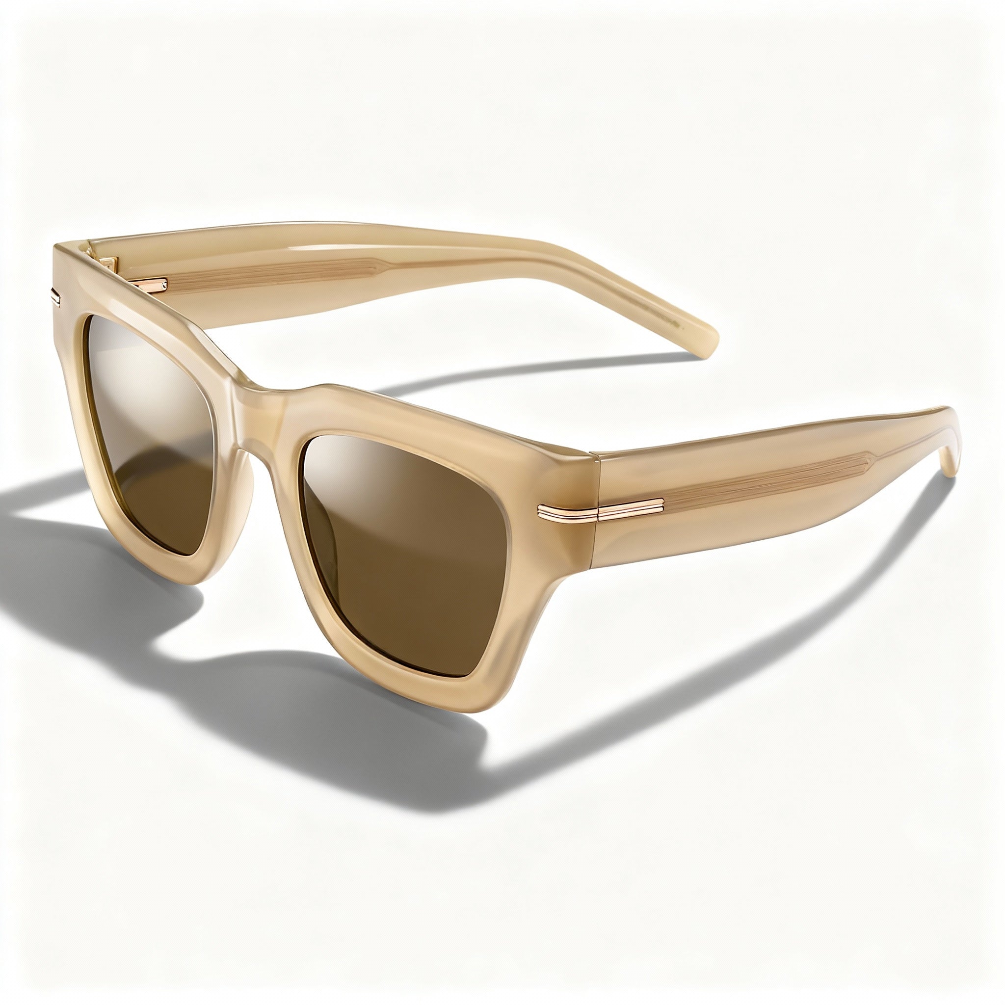 Hugo Boss Contemporary Women's Acetate Frame Sunglasses with Polycarbonate Non-Polarized Lens, Beige, 51mm