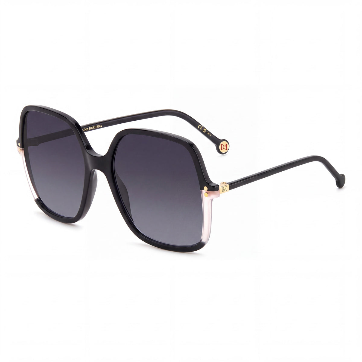 Carolina Herrera Clásicas para Mujer LIGERAS DE ACETATO Negro Rosa Gafas de Sol Protección UV No Polarizadas GRIS OSCURO DEGRADADO 56mm, Photo 1