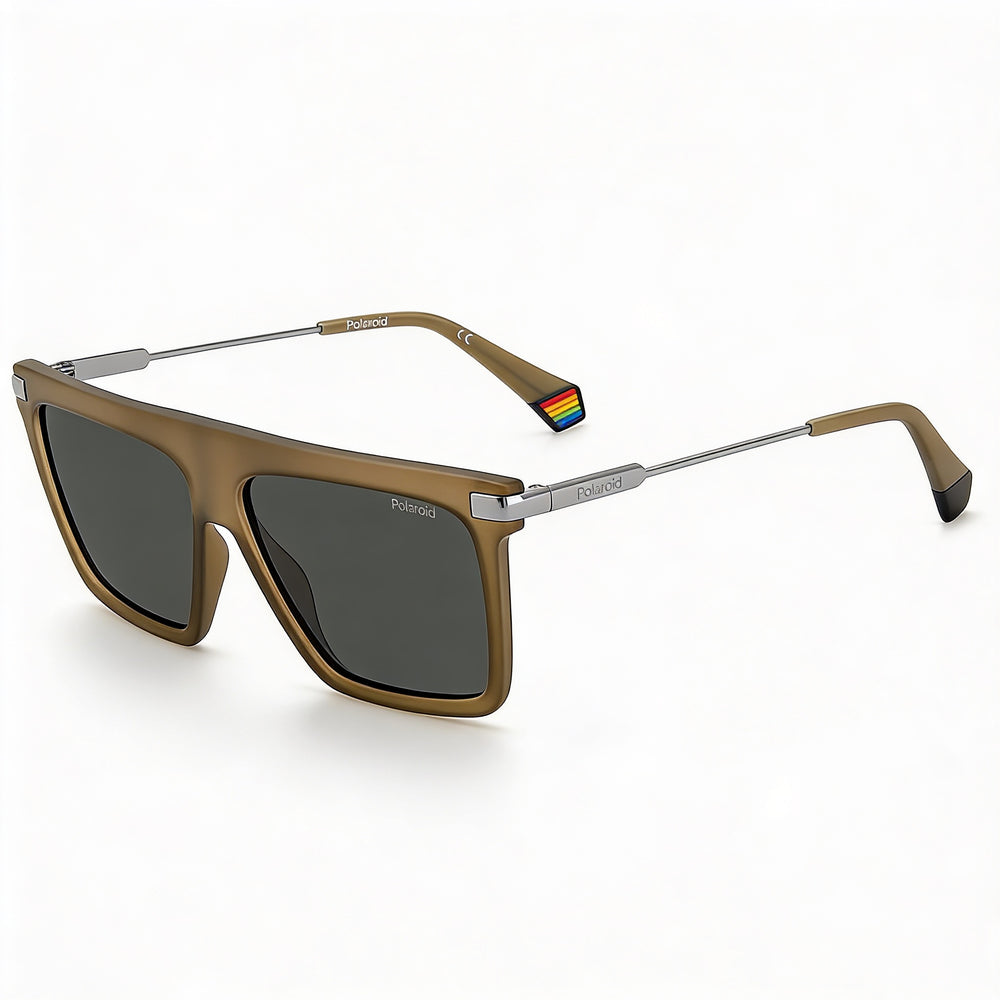 Polaroid PLD 6179/S Browline Unisex Polycarbonate Polarized UV Protection Grey Lens Sunglasses Matte Brown 58mm