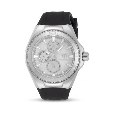 Reloj cronógrafo TechnoMarine Cruise California TM-124020 para mujer, acero inoxidable, negro y acero, esfera plateada, 40 mm