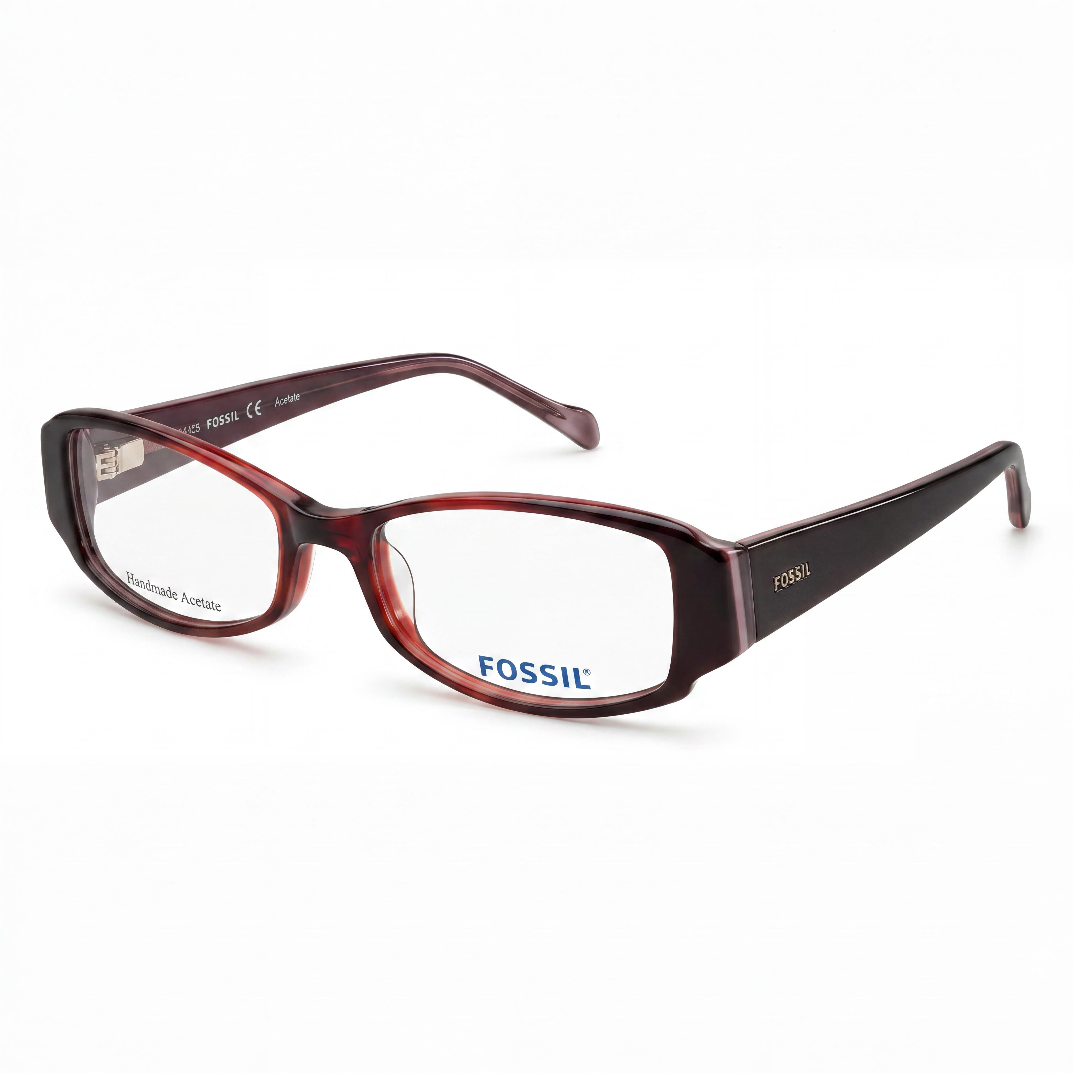 Fossil Oval Lizzie Women's Brown Fade Acetate Prescription Ready Eyeglasses with Clear Demo Lenses 51-17-135, Photo 1