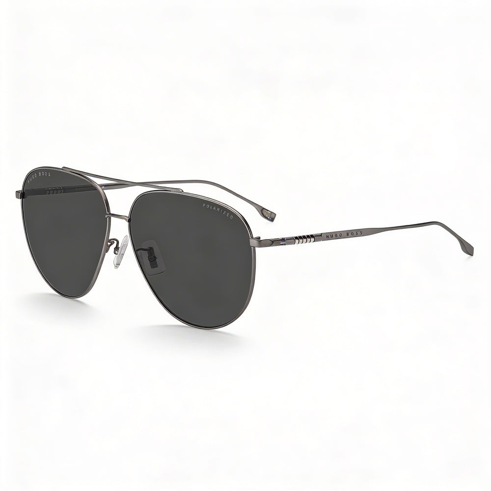Hugo Boss Boss 1296/F/S Men's Stainless Steel Matte Ruthenium Gray Sunglasses with UV Protection 63mm