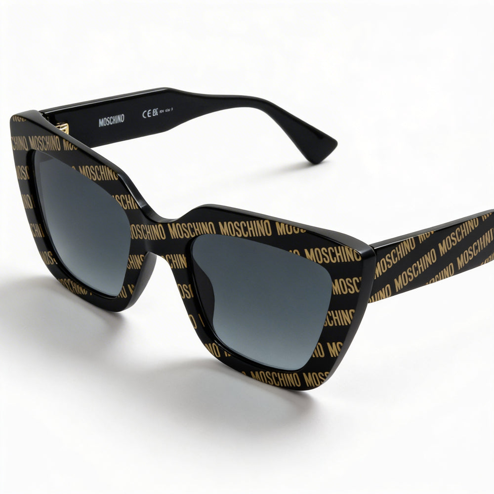 Gafas de Sol Moschino MOS148/S Cat Eye de Plástico Negras con Patrón Degradado Gris Sombreado No Polarizadas con Protección UV para Mujer 52mm