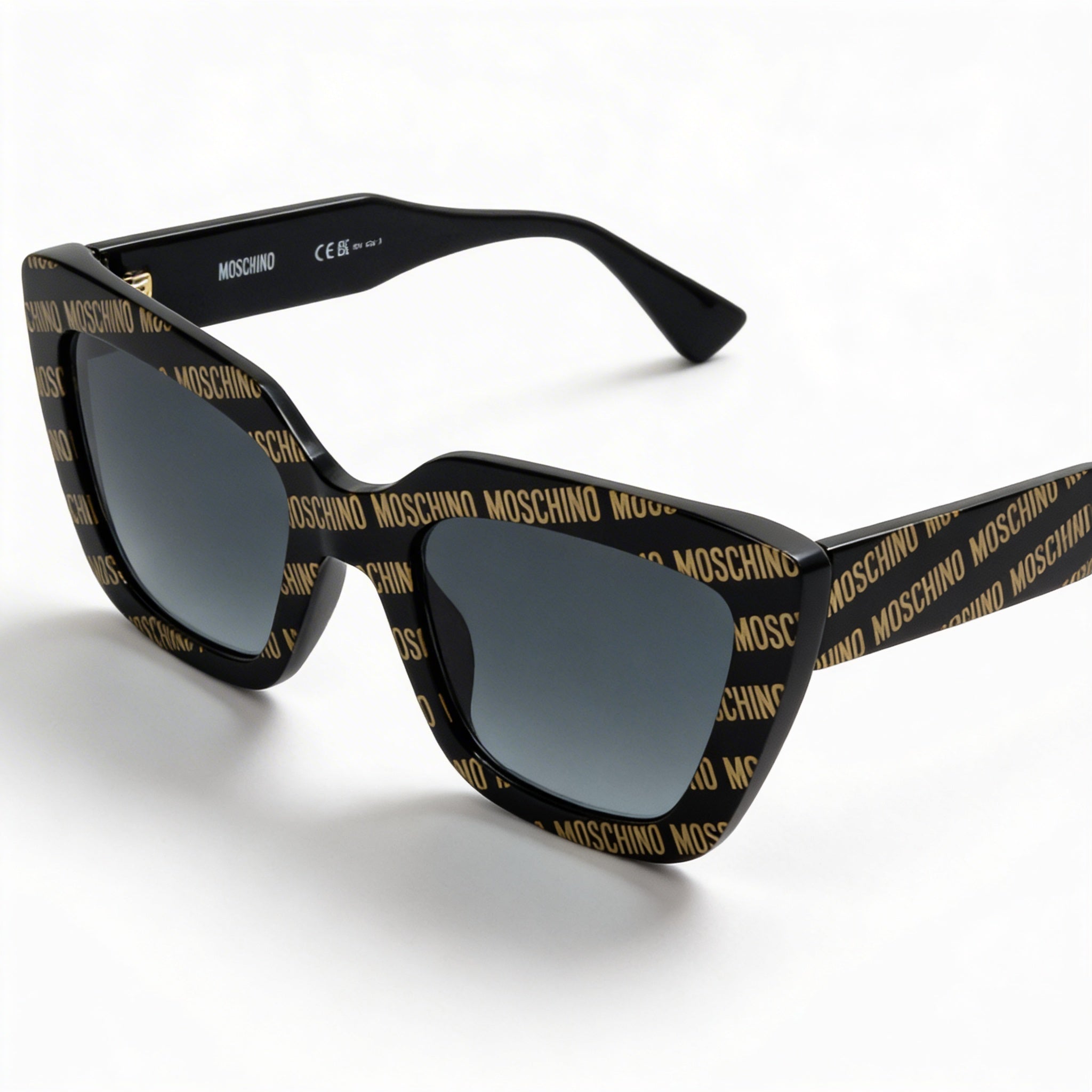 Moschino MOS148/S Women's Cat Eye Plastic Black Pattern Gradient Grey Shaded Non-Polarized UV Protection Sunglasses 52mm, Photo 2