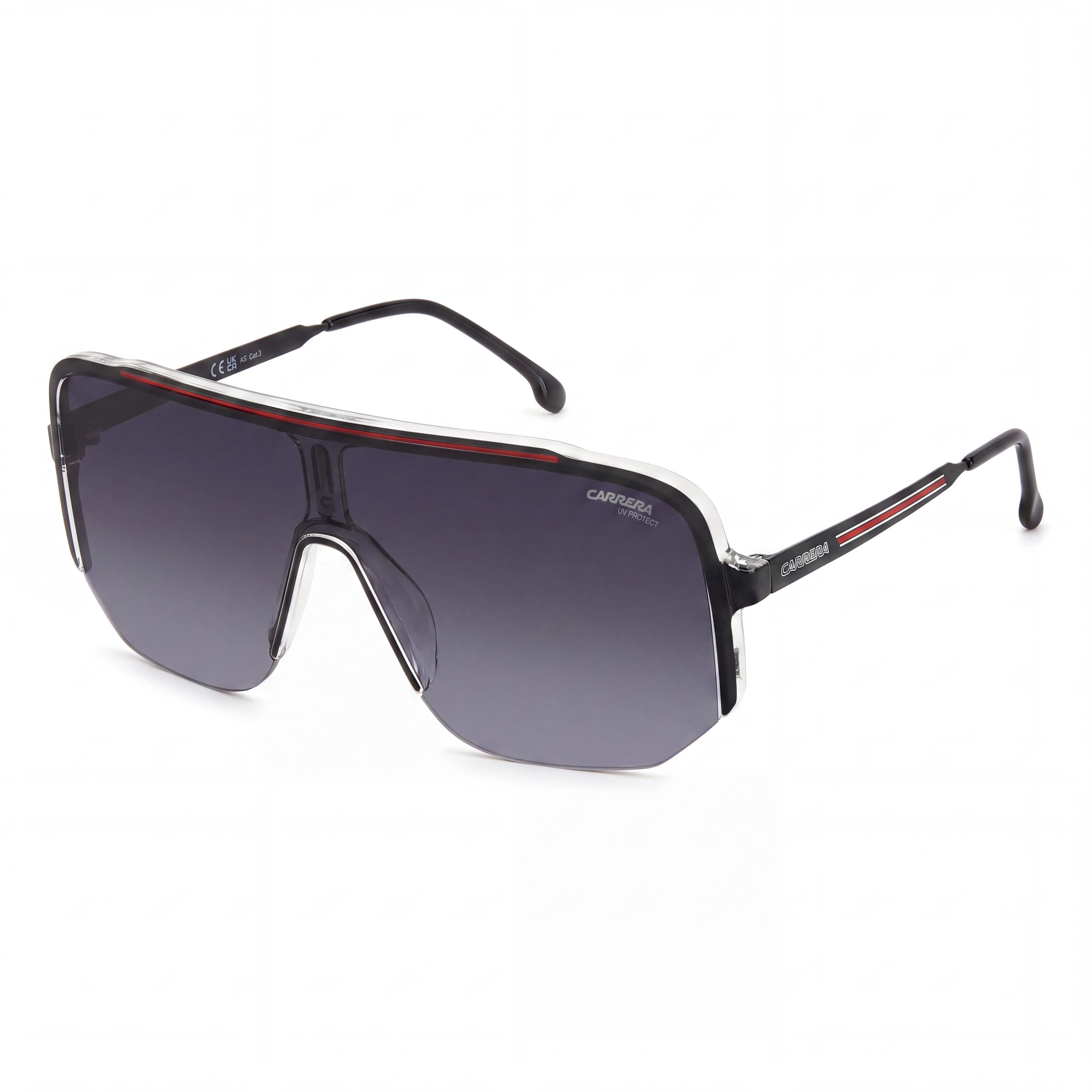 Carrera 1060/S Classic Gafas de sol unisex negras con montura roja y lentes grises oscuras no polarizadas con 100 % de protección UV de acetato 99-01-140, Photo 1