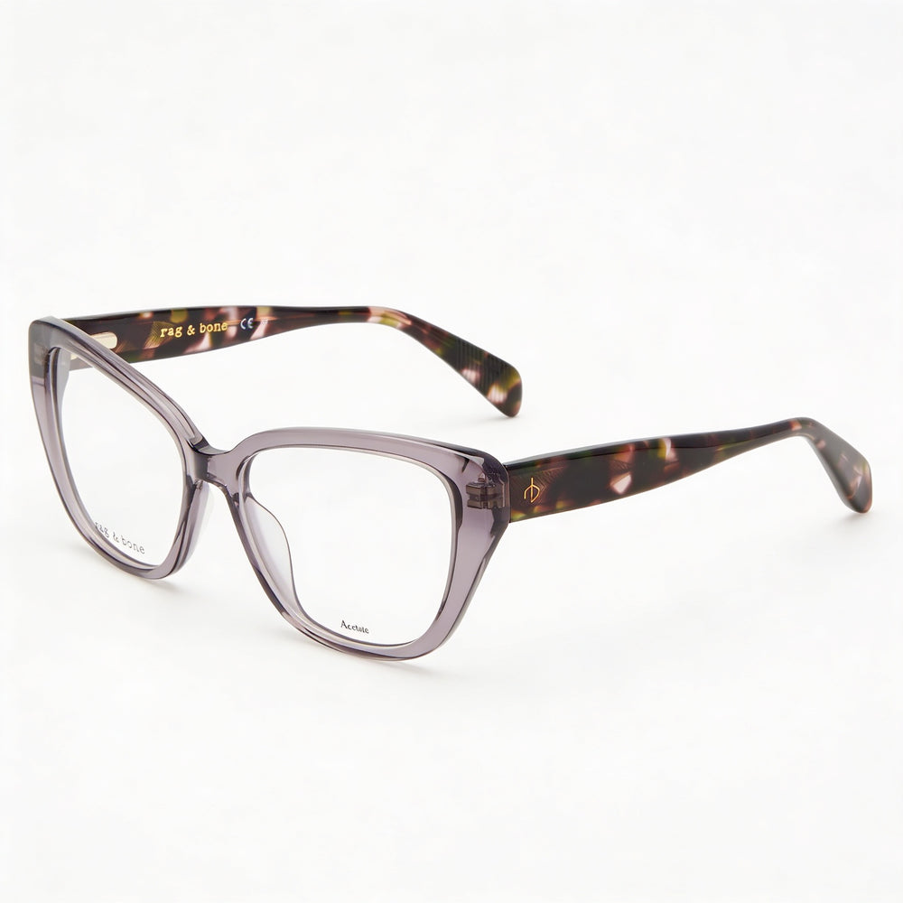 Gafas modernas Rag & Bone para mujer, con montura de acetato multicolor y lentes grises no polarizadas, 54 mm