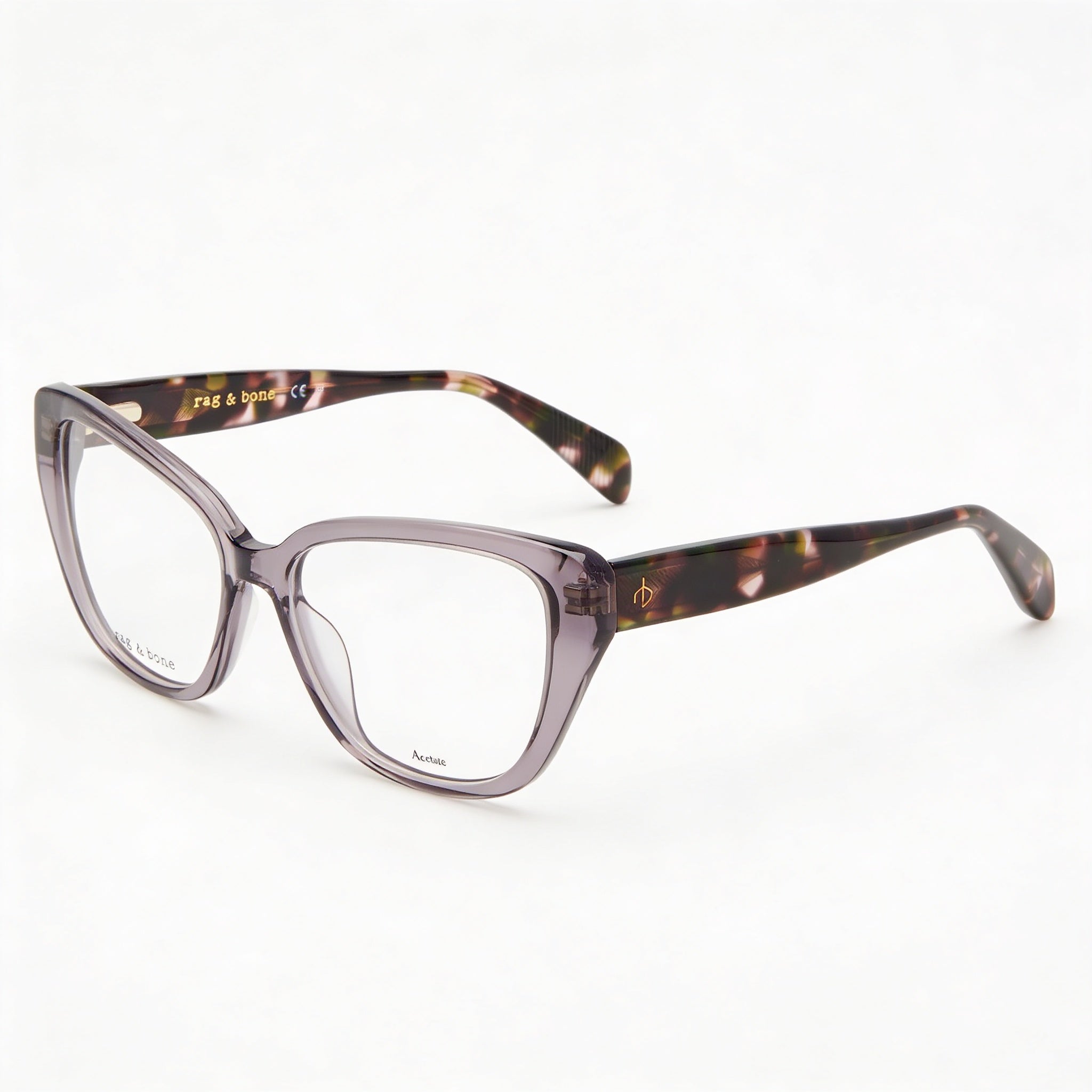 Rag & Bone Modern Women's Eyewear, featuring Multicolored Acetate Frames and Non-polarised Grey Lenses, 54mm, Photo 1