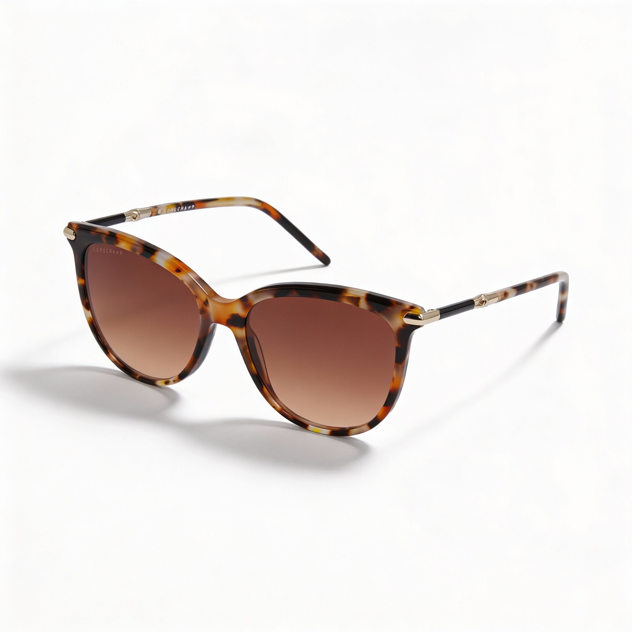 Longchamp Casual Women's Acetate Frame Sunglasses with Ochre Havana Frame and Lens Color, 54mm Lens Width, Photo 1
