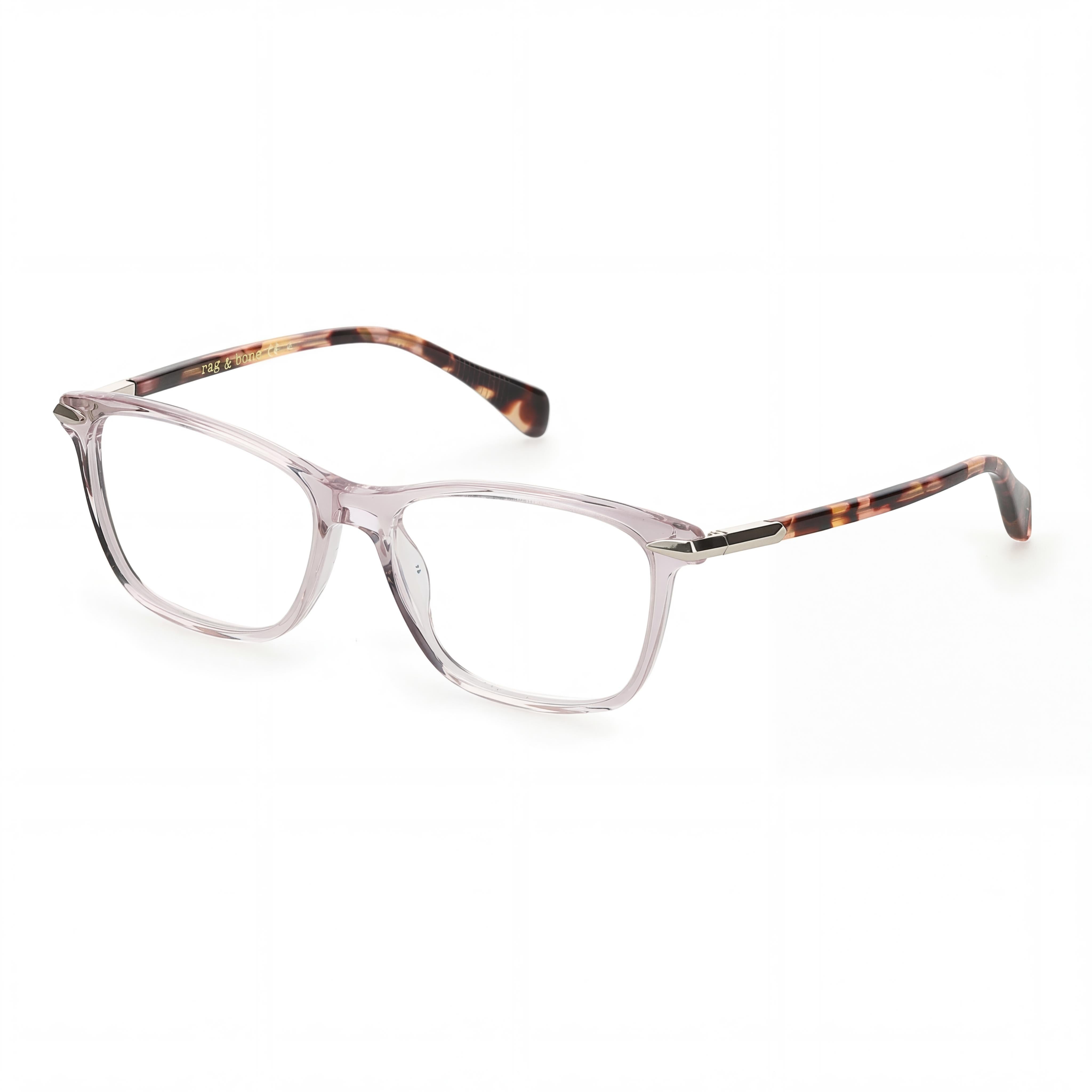 rag & bone Women's Nude Acetate Frame Eyewear with Clear Polycarbonate Lenses, featuring a 54 mm Lens Width, Photo 1