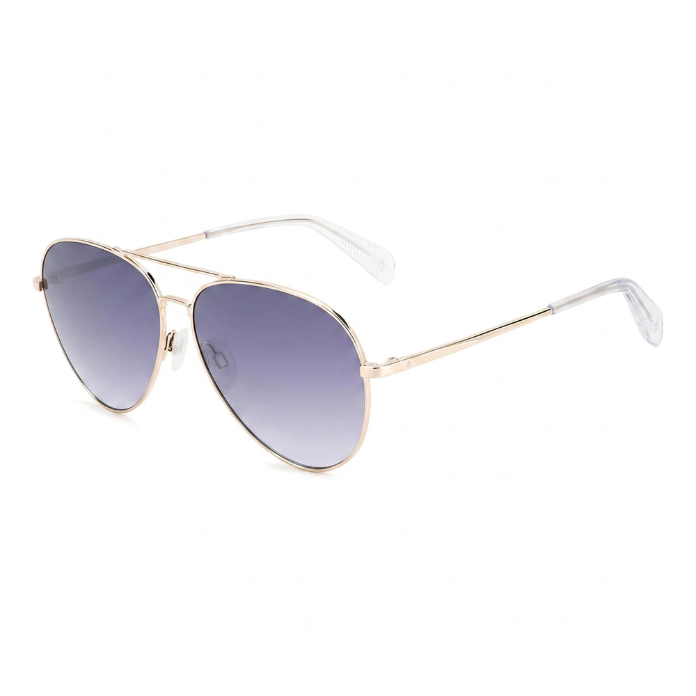 rag & bone RNB5052/G/S Unisex Gold Grey Stainless Steel Casual UV Protected Non-Polarized Grey Lens Sunglasses 59mm
