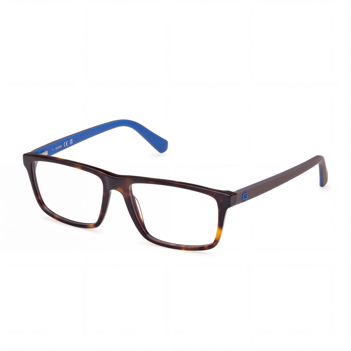 GUESS Men's Gu50130 Plastic Dark Havana Matte Dark Brown Multicoloured Non-Polarized Frames 55-16-145, Photo 1