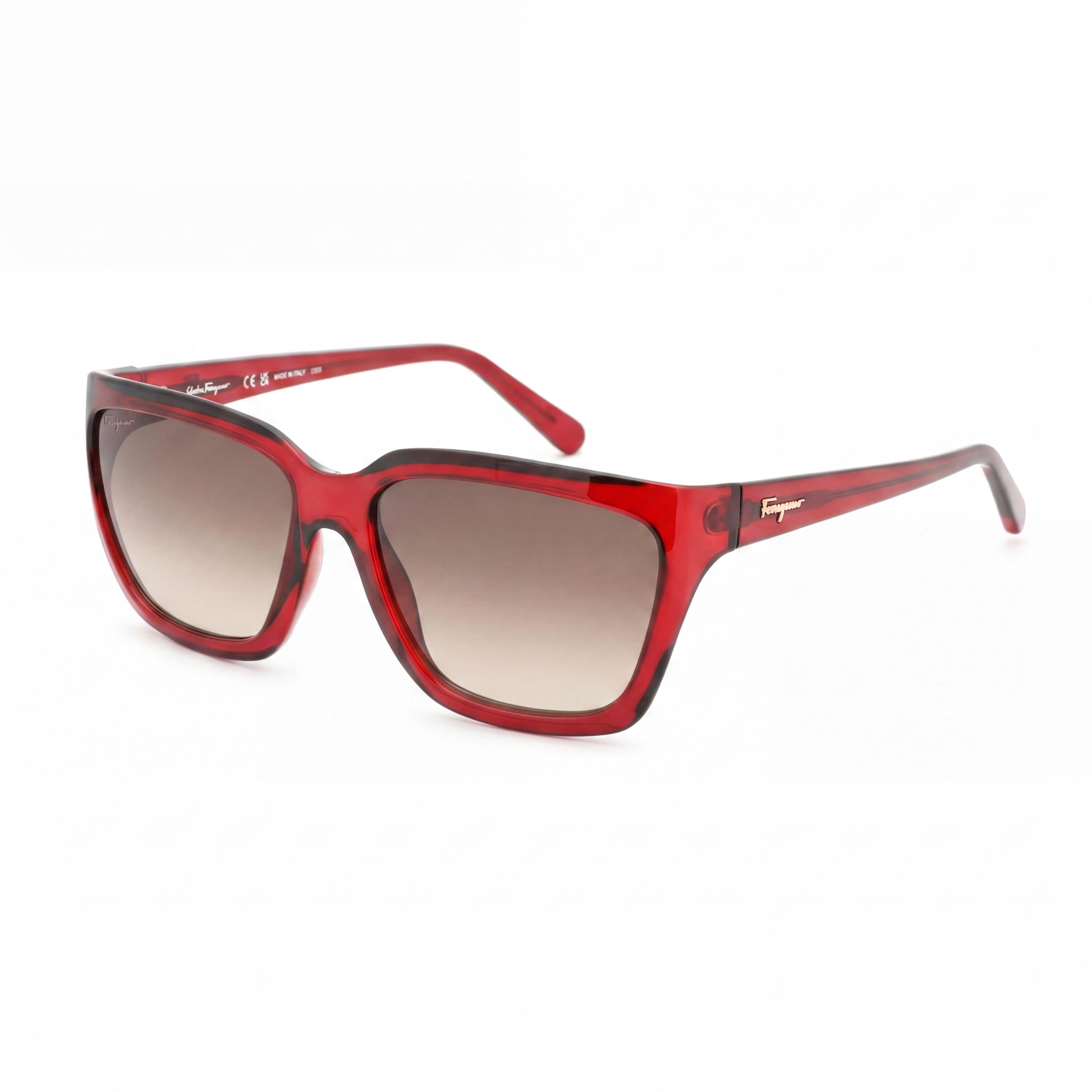 Salvatore Ferragamo SF1018S Women's Rectangular Crystal Wine Grey Lens 100% UV Protection Sunglasses 59mm, Photo 1