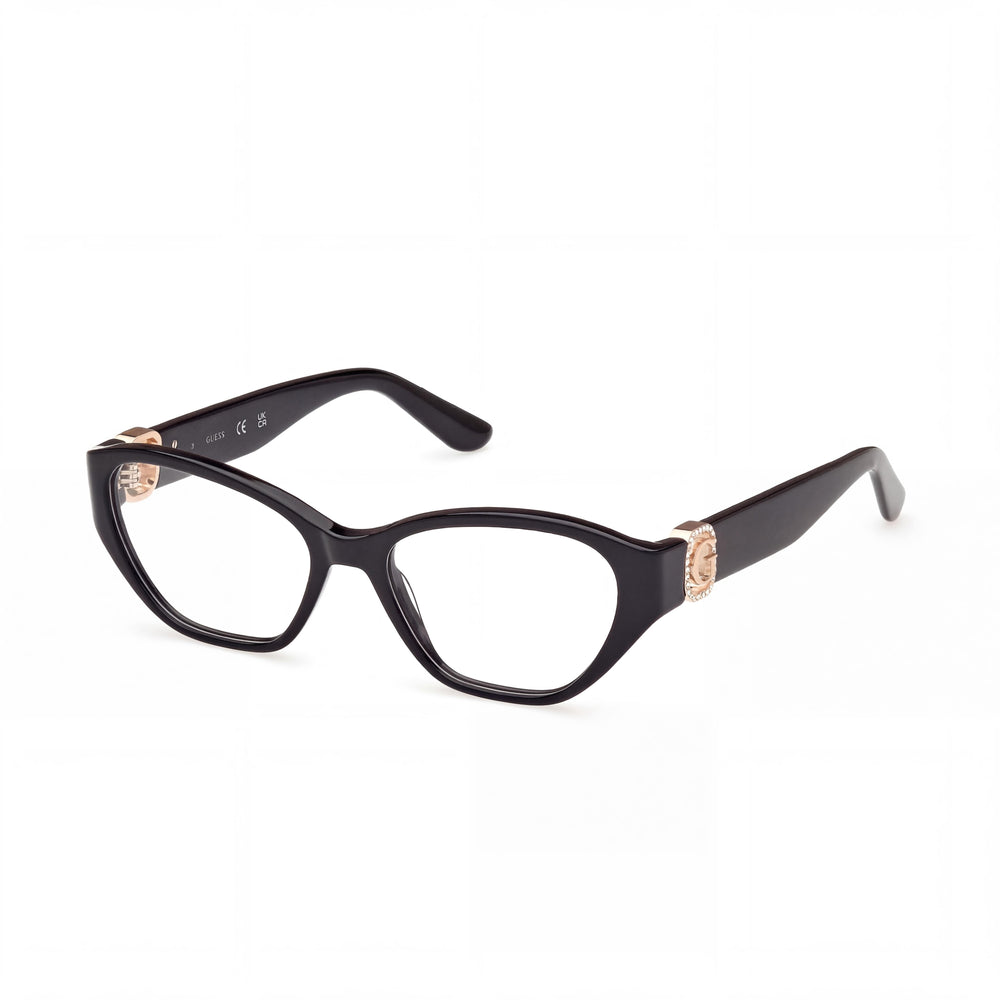 GUESS Clásico Gafas de Sol para Mujer de Plástico Brillante Negro con Lentes de Policarbonato Negro No Polarizado de 51mm