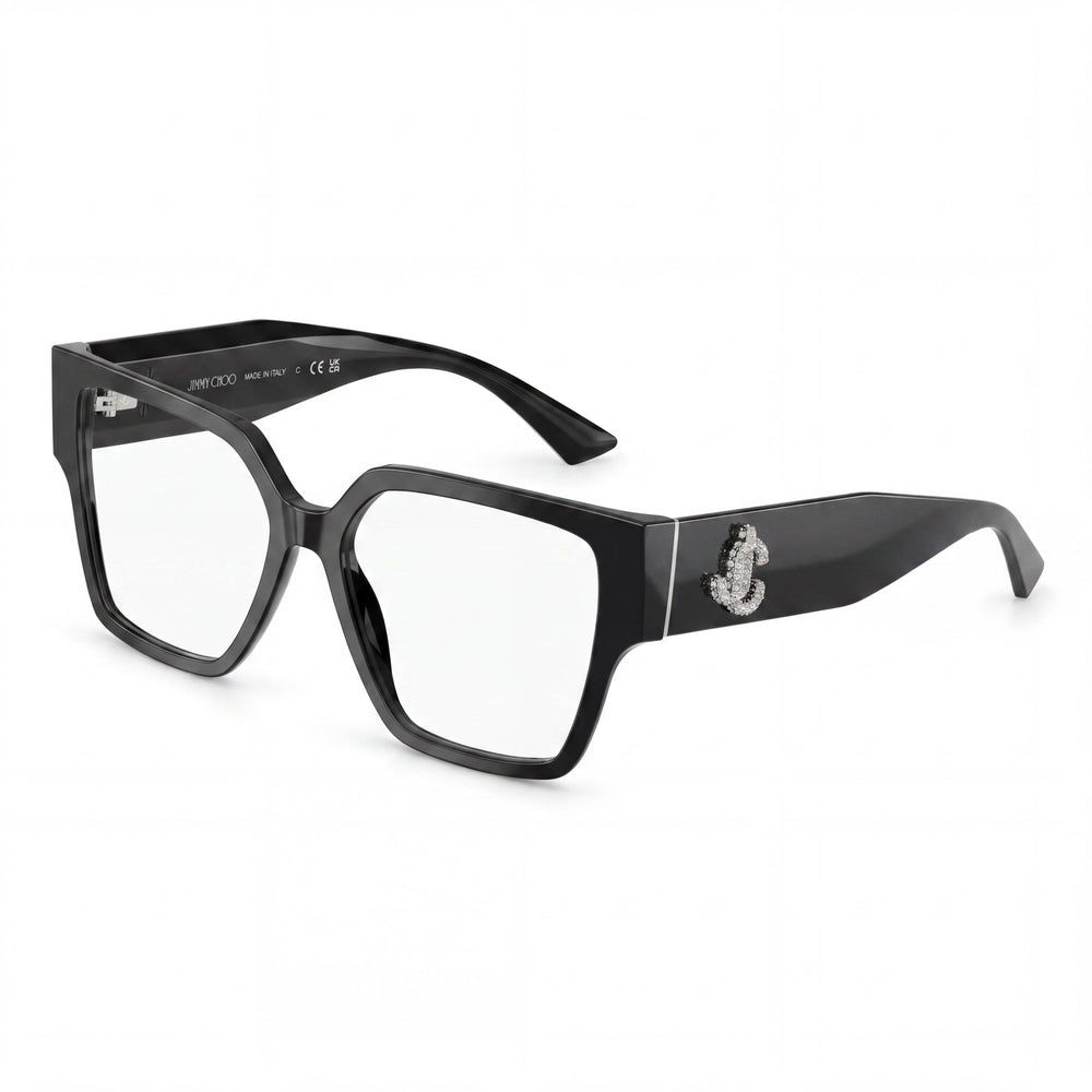 Monturas ópticas Jimmy Choo Jc 3032 B de acetato negro para mujer con lentes transparentes Talla 55-16-140