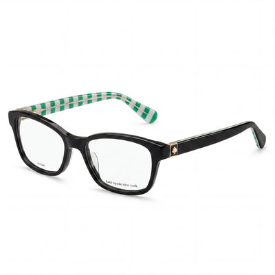 Anteojos Kate Spade New York para mujer, modernos, de acetato negro, con lentes de muestra y ancho de lente de 50 mm.