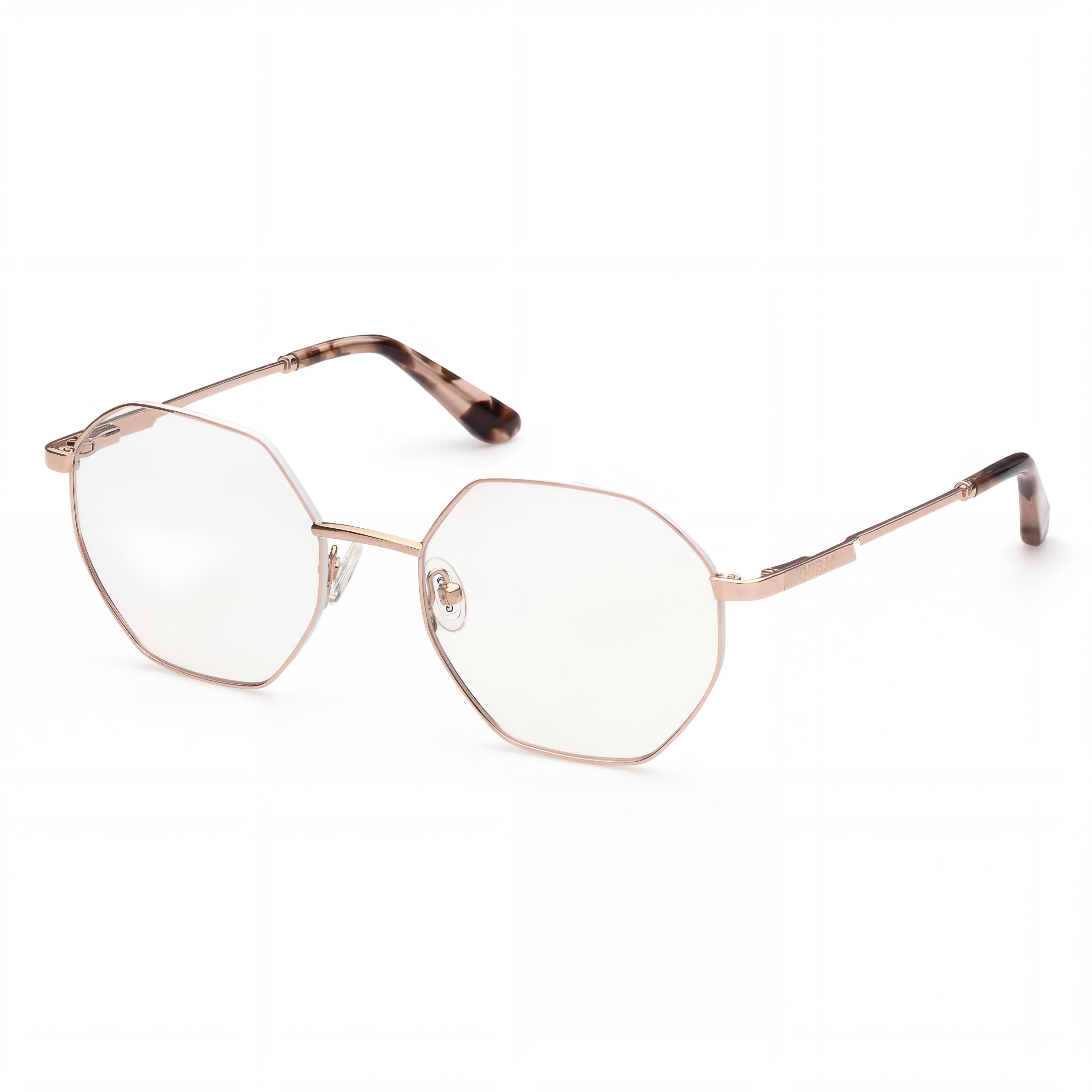 Guess GU2849 Women's Square Full Rim Metal Frame Eyeglasses Shiny Rose Gold 56-19-140mm, Photo 1