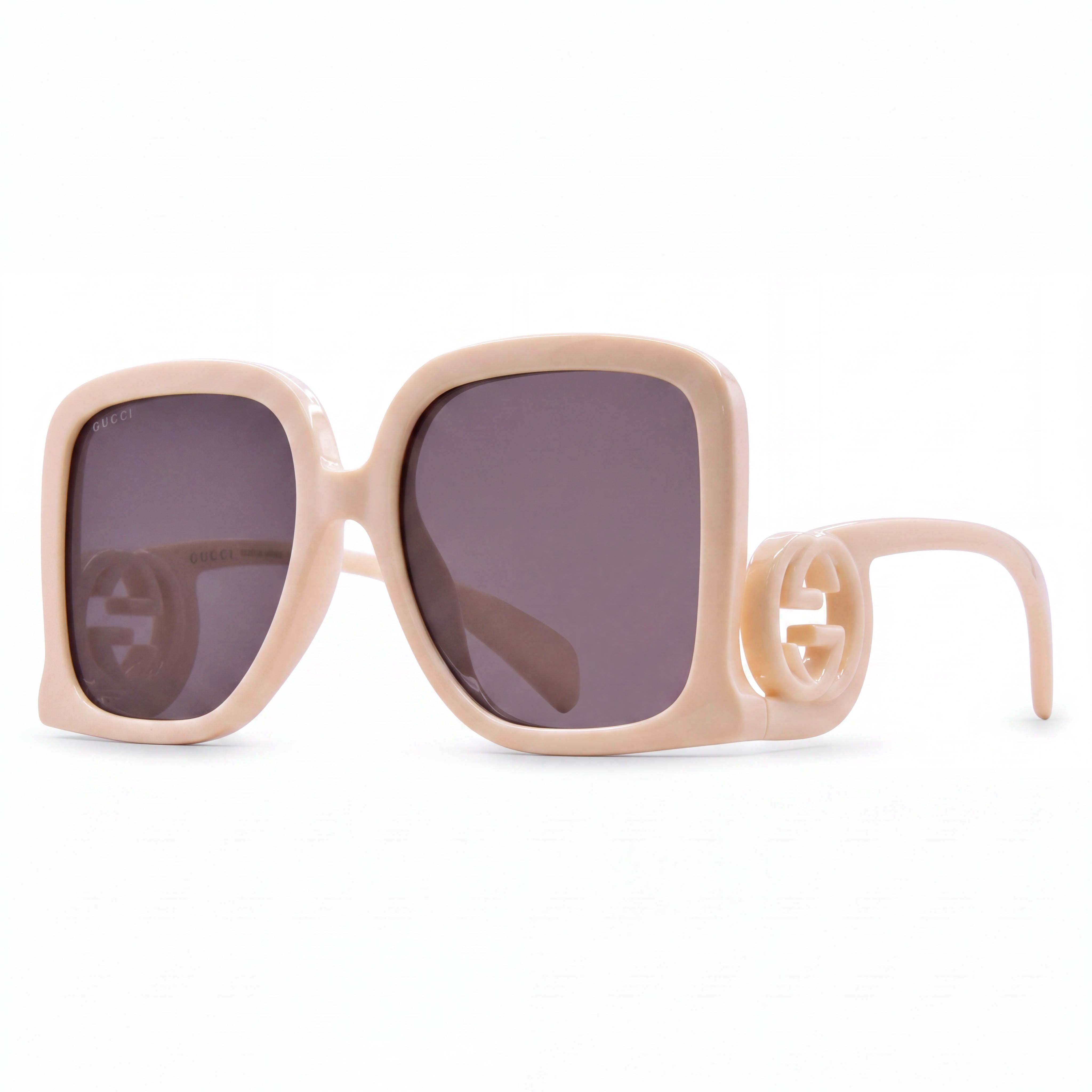 Gucci GG1326S Women's Casual Square Full Rim Plastic Frame Ivory Grey Sunglasses 58-19-140mm, Photo 1