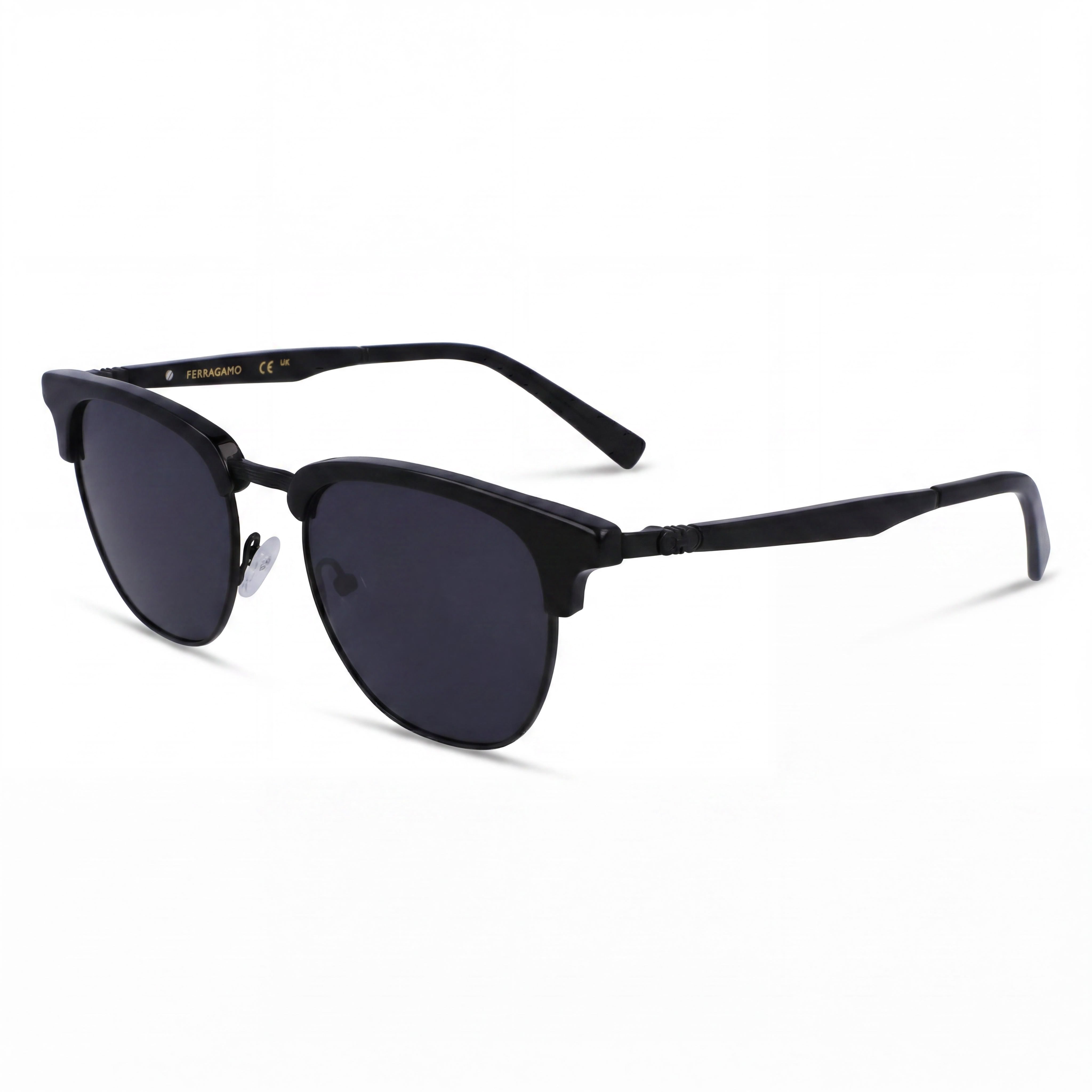 Salvatore Ferragamo Elegant Unisex Black Gray Metallo Frame, Grey Blue Lens, 53mm UV Protected Non-Polarized Eyewear, Photo 1