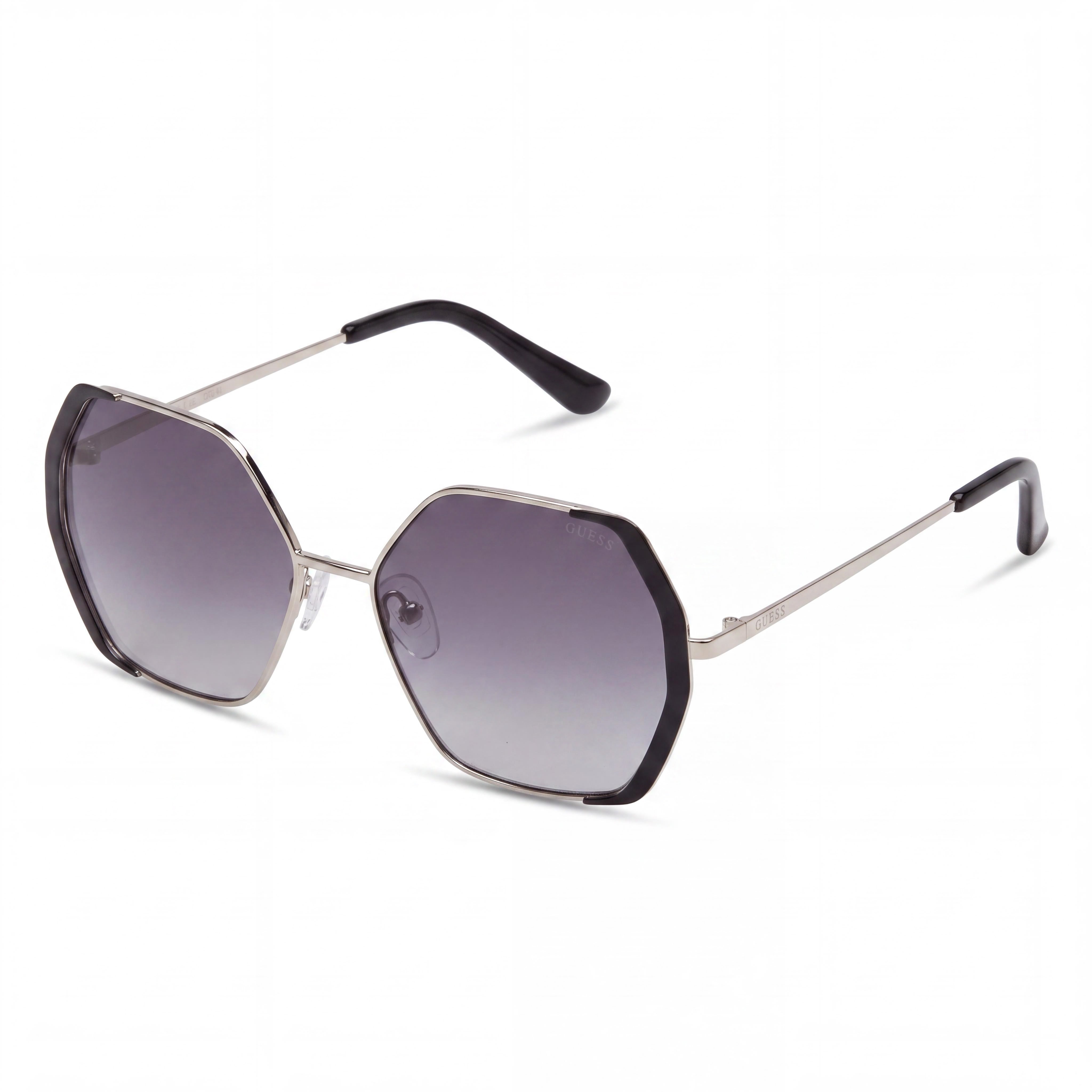 GUESS Women's GF0387 Clear Plastic Frame Sunglasses with 100% UV Gradient Smoke Lenses 57mm, Photo 1