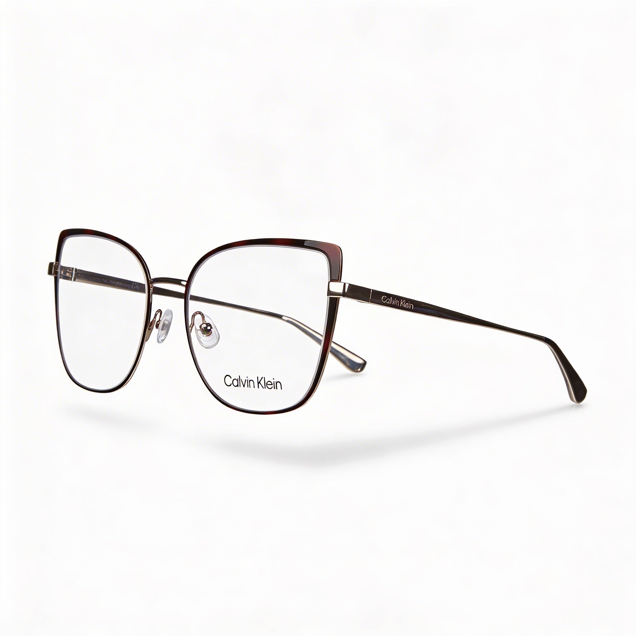 Gafas unisex Calvin Klein Ck22101 con montura metálica de ojo de gato de montura completa en havana oro (54-19-140), Photo 1