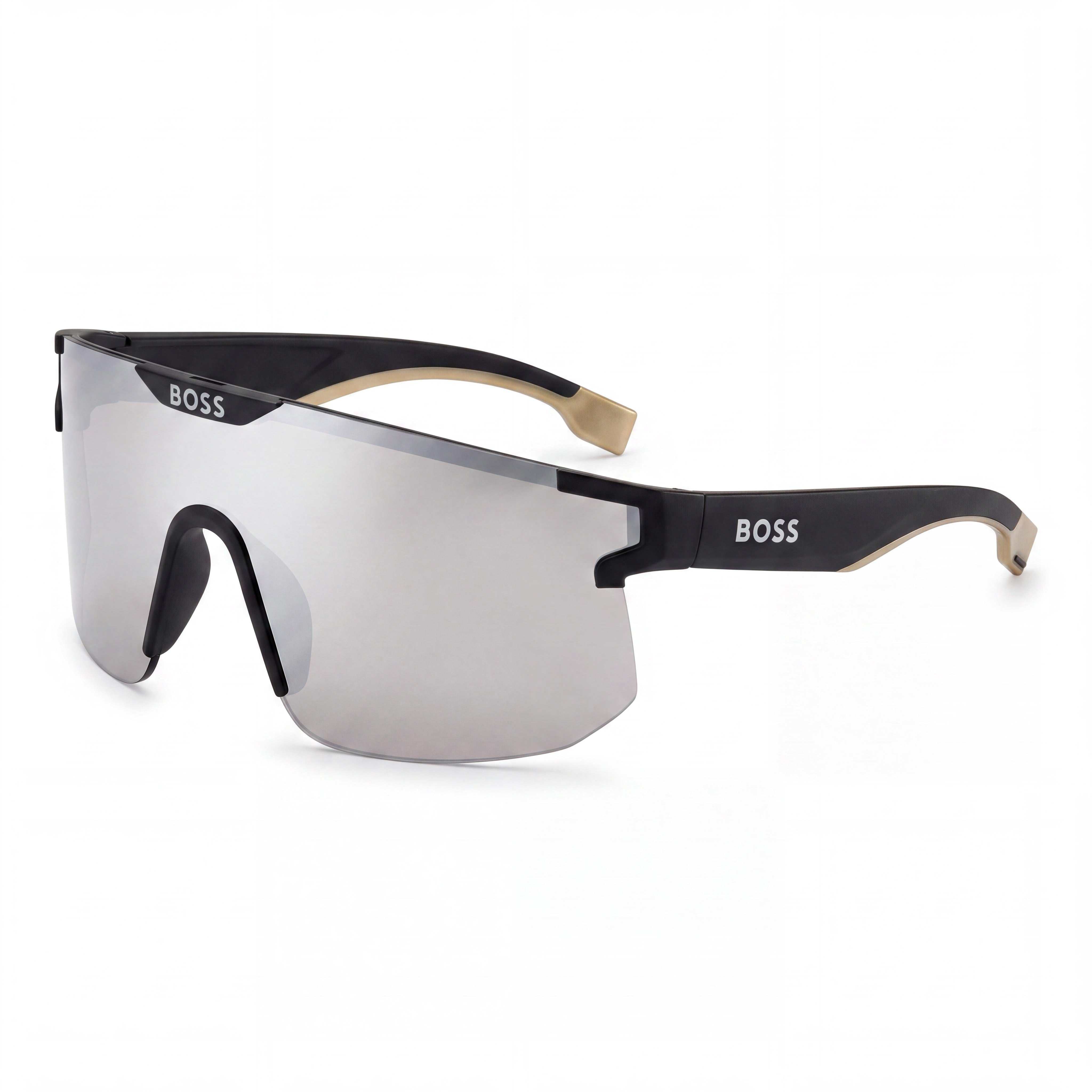 Hugo Boss Boss 1500/S Women's Matte Black Beige Silver ECO POLYAMIDE Silver Mirror High Contrast Sunglasses 99-01-125, Photo 1