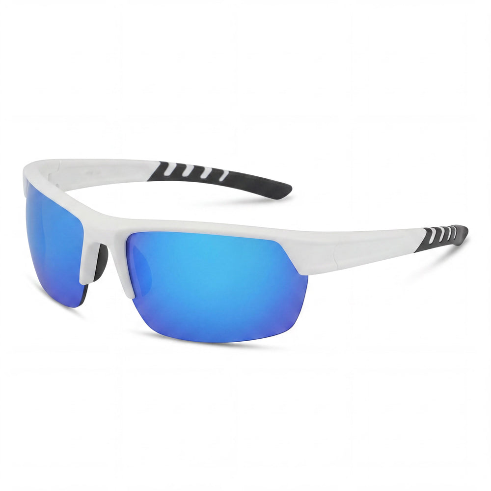 Gafas de sol rectangulares deportivas polarizadas de plástico Columbia para hombre, 100 % protección UV, blanco azul flash, 70 mm