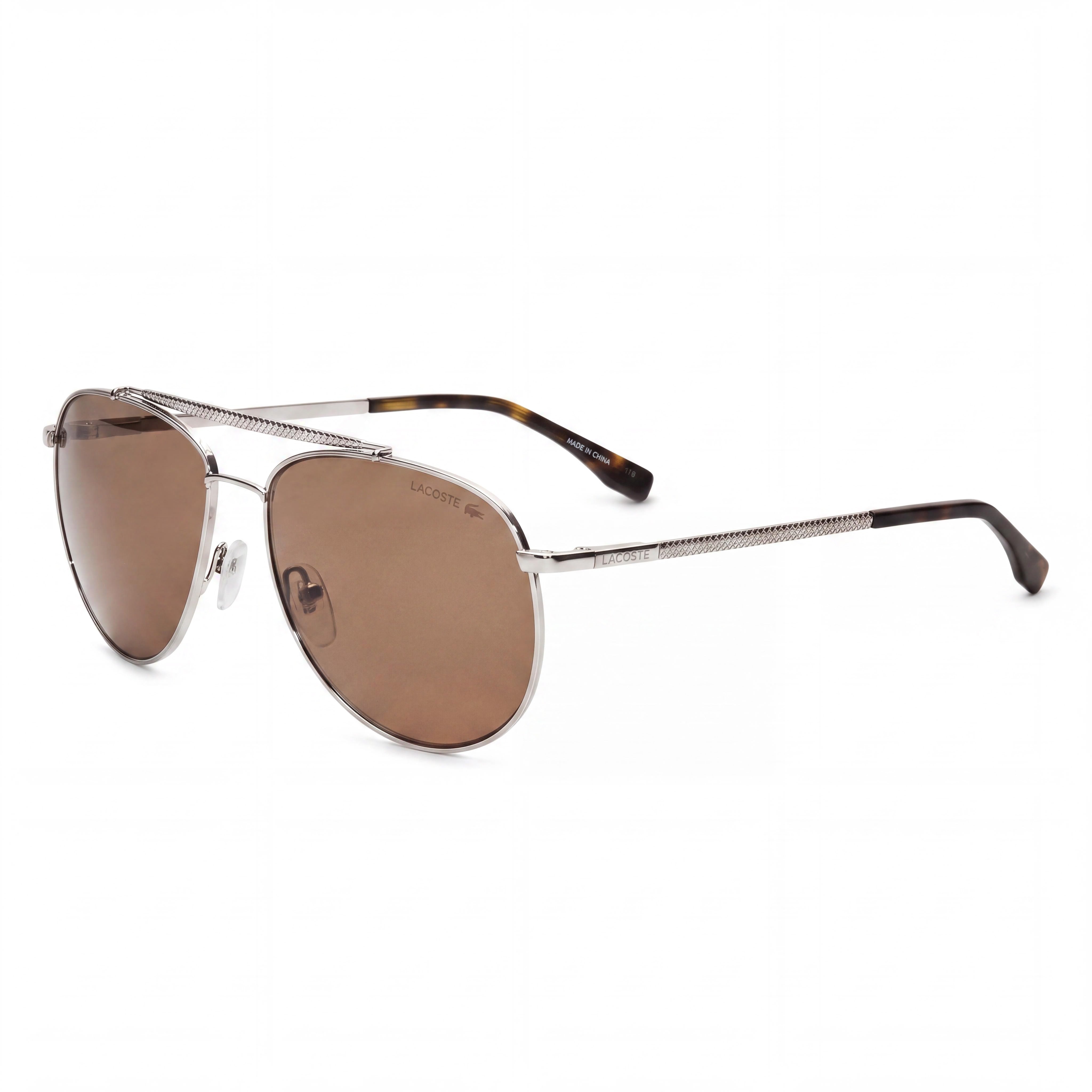 Lacoste L177S Unisex Gunmetal Metal Pilot Frame Brown Polycarbonate Lens UV Protection 57mm Sunglasses, Photo 1