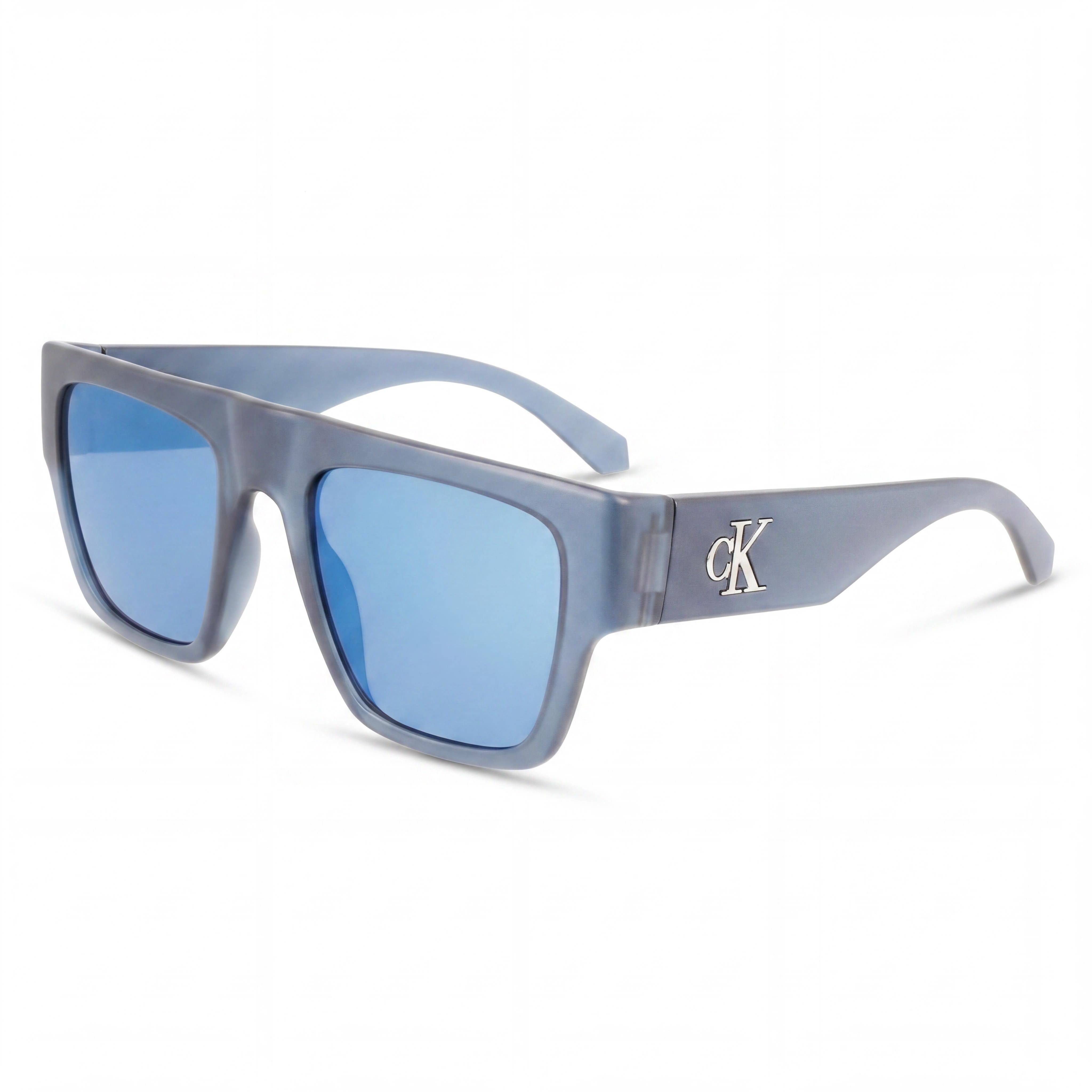 Gafas de sol Calvin Klein CKJ22636S para mujer, de plástico transparente azul marino con lentes de espejo azules y protección UV, talla M, Photo 1