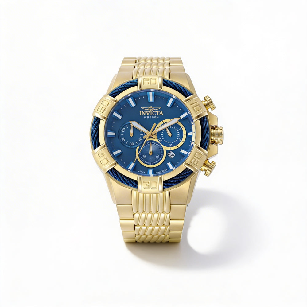 Reloj de cuarzo unisex Invicta Bolt 49904 de 51 mm con pulsera de acero inoxidable, esfera azul y 60 segundos.