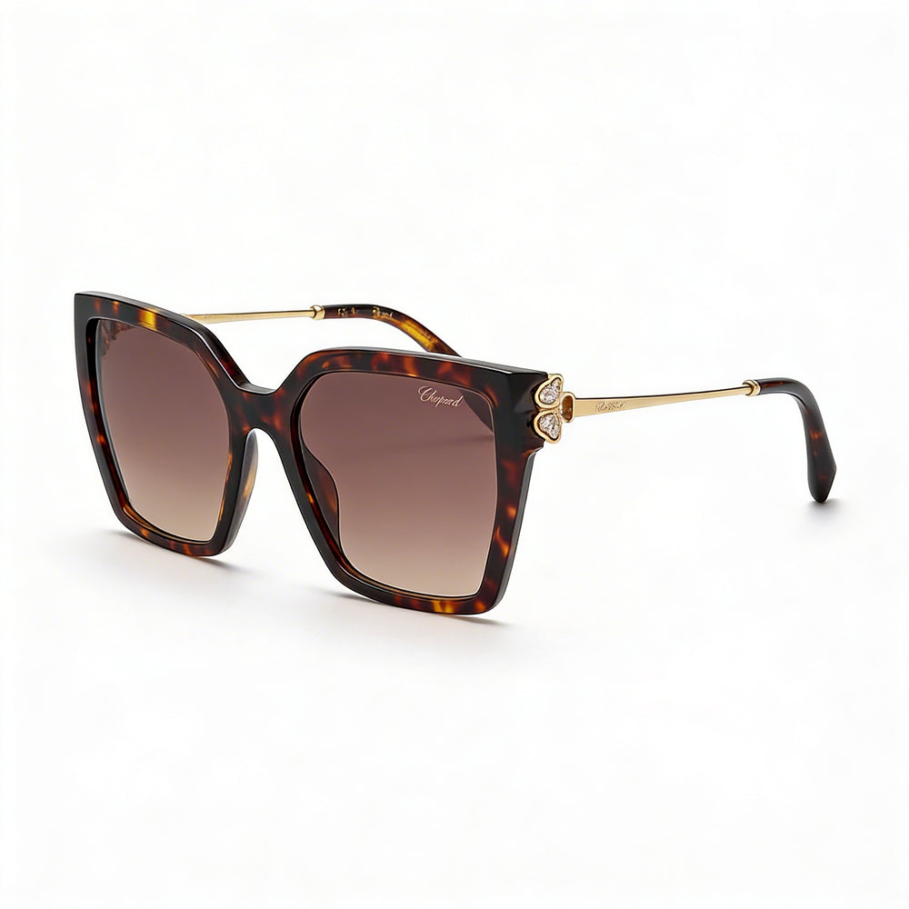 Gafas de Sol Chopard Sch371s para Mujer, Clásicas Havana, Acetato de Celulosa, Lentes Degradadas Marrones, Protección UV, 56mm