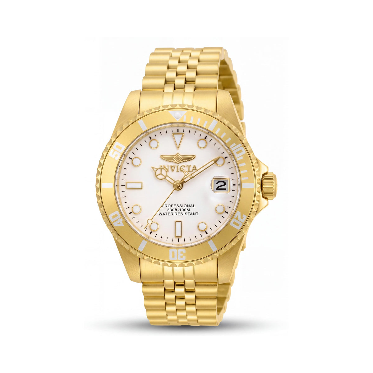 Invicta bracelet Women's Gold-Tone Stainless Steel Band 34mm White Dial Water Resistant Watch, Photo 1