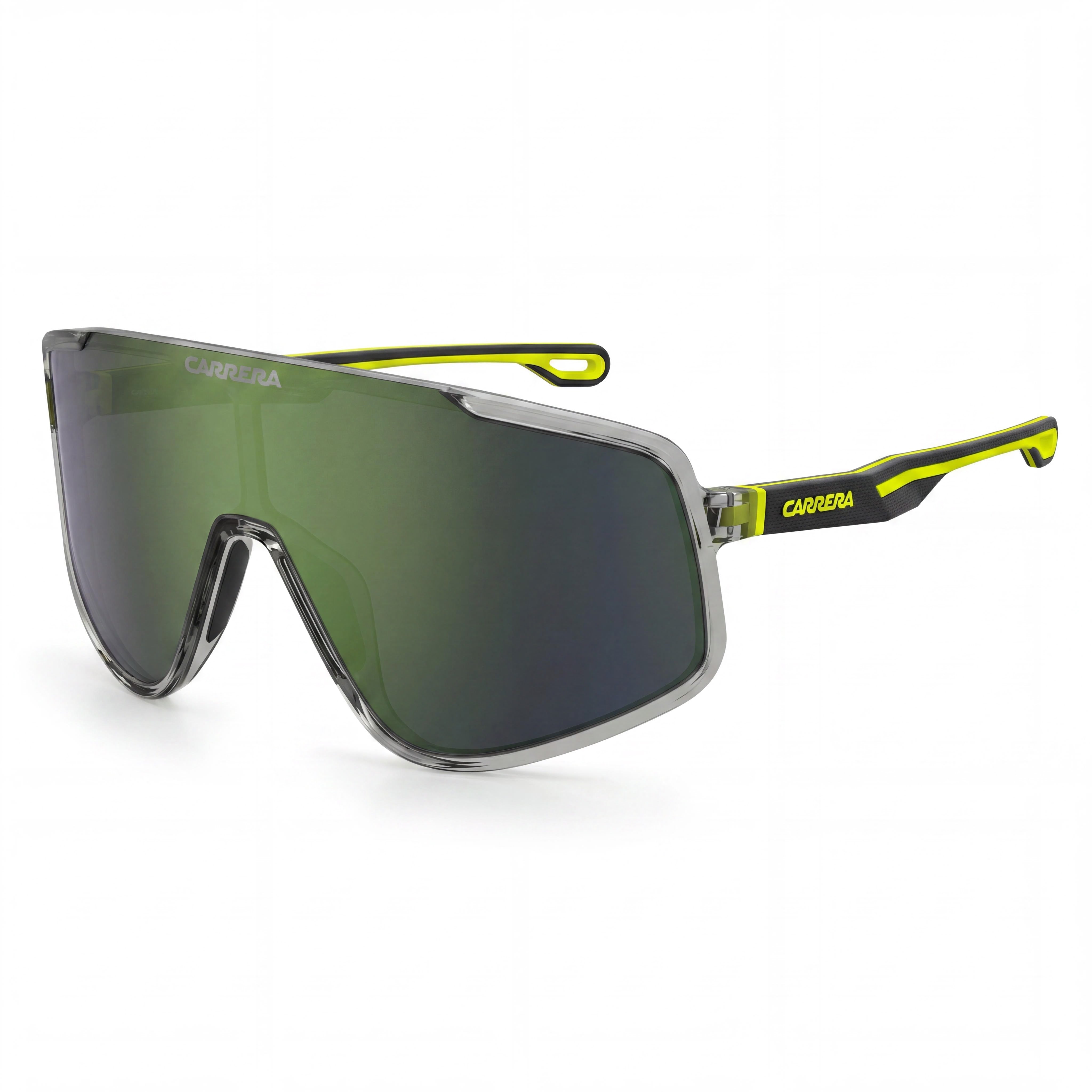 Carrera Modern 4017/S Men's Sunglasses with Plastic Grey Yellow Frame and Green Mirror Nylon Lenses 99mm Lens Width, Photo 1