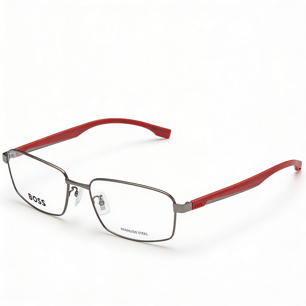 Hugo Boss Boss 1470/f - Montura de gafas unisex rectangular de acero aleado, color rutenio oscuro mate, talla 38-17-150