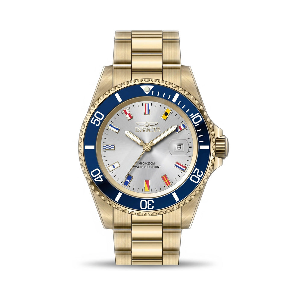 Reloj Invicta Pro Diver 49886 para hombre, de acero inoxidable dorado, esfera plateada, analógico, de cuarzo, 200 m, 40 mm