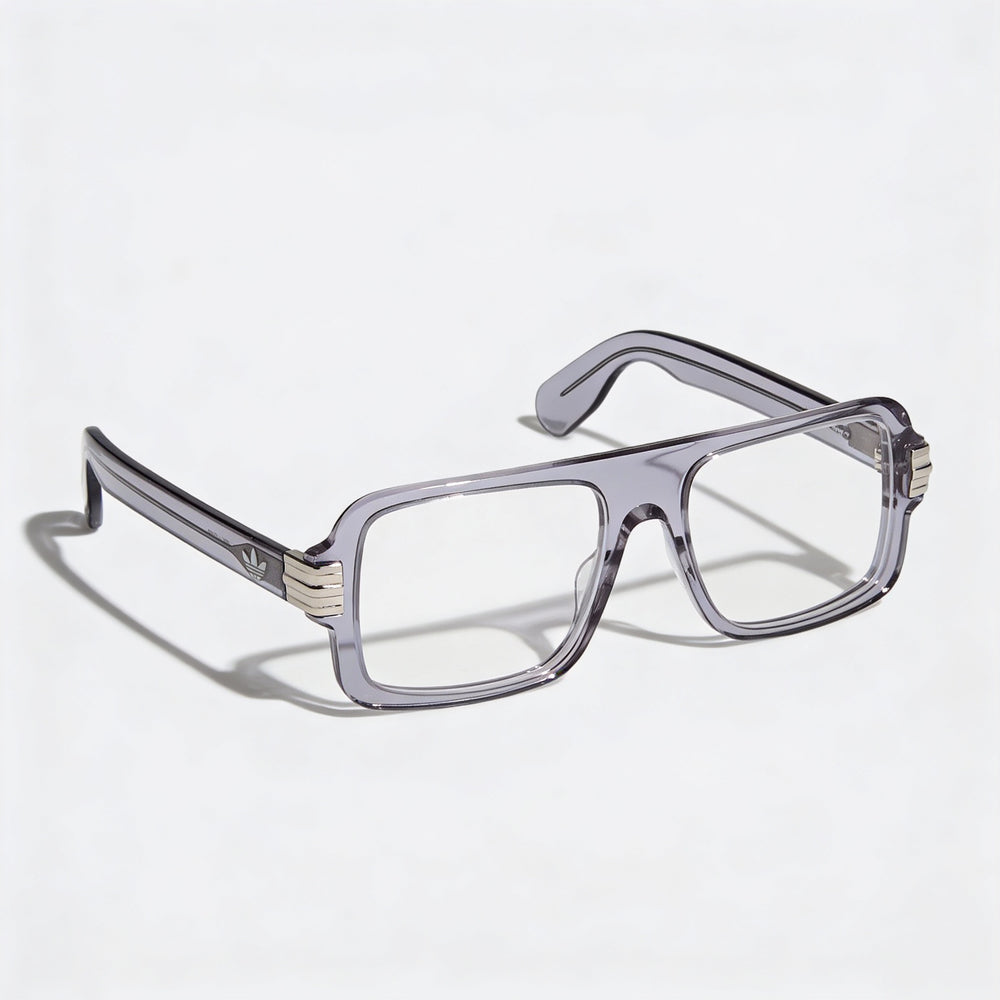 Gafas adidas Originals OR5114 para hombre, montura de plástico gris brillante con lentes de policarbonato (53-17-145 mm)