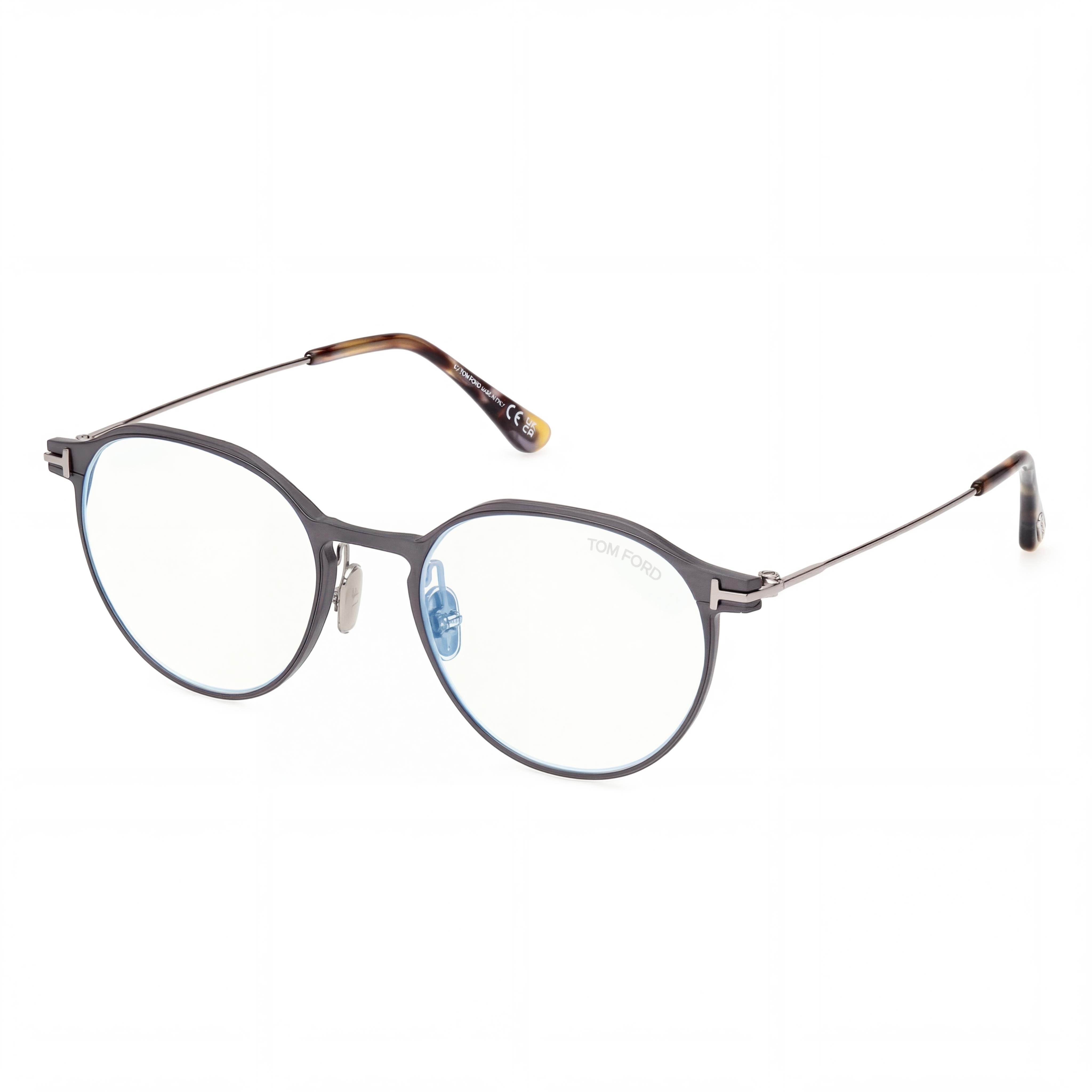 Tom Ford Ft5866-b Men's Magnesium Matte Dark Ruthenium/Glossy Havana Grey Blue Light Lenses 52-19-145, Photo 1
