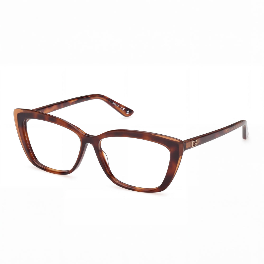Monturas ópticas Guess clásicas y deportivas para mujer, ligeras, cuadradas, de acetato con montura completa, en color Habana Oscuro, 55 mm