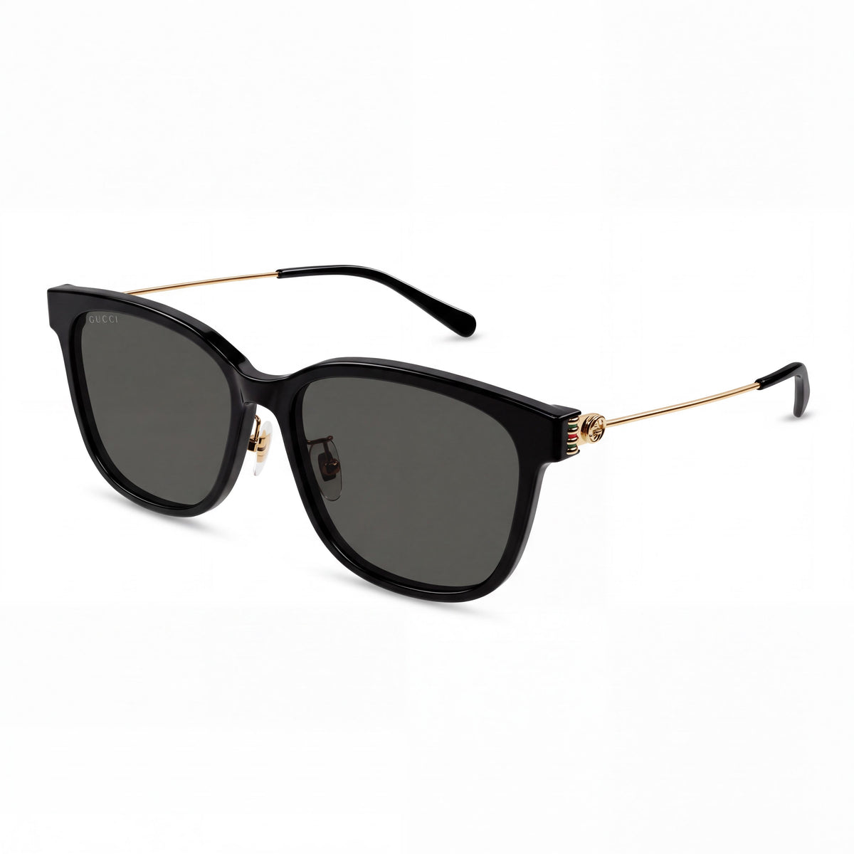 Gafas de sol unisex Gucci GG1884SK-001 clásicas de acetato, negras y doradas, con lentes grises y montura de 56 mm, Photo 1