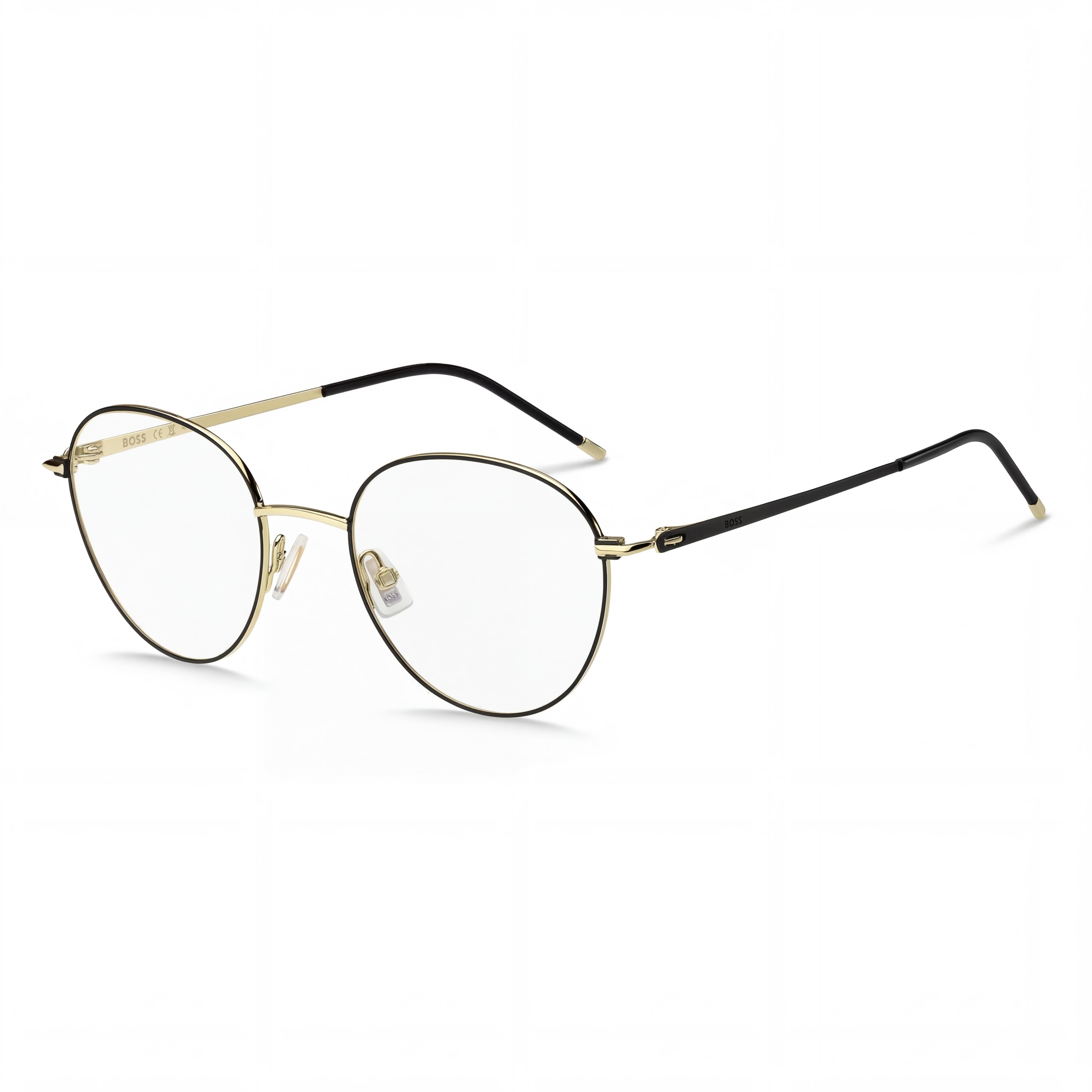 Gafas de sol de policarbonato no polarizadas BOSS Audio Systems para mujer, montura de acero aleado moderna, color negro y dorado, 50-20-140, Photo 1
