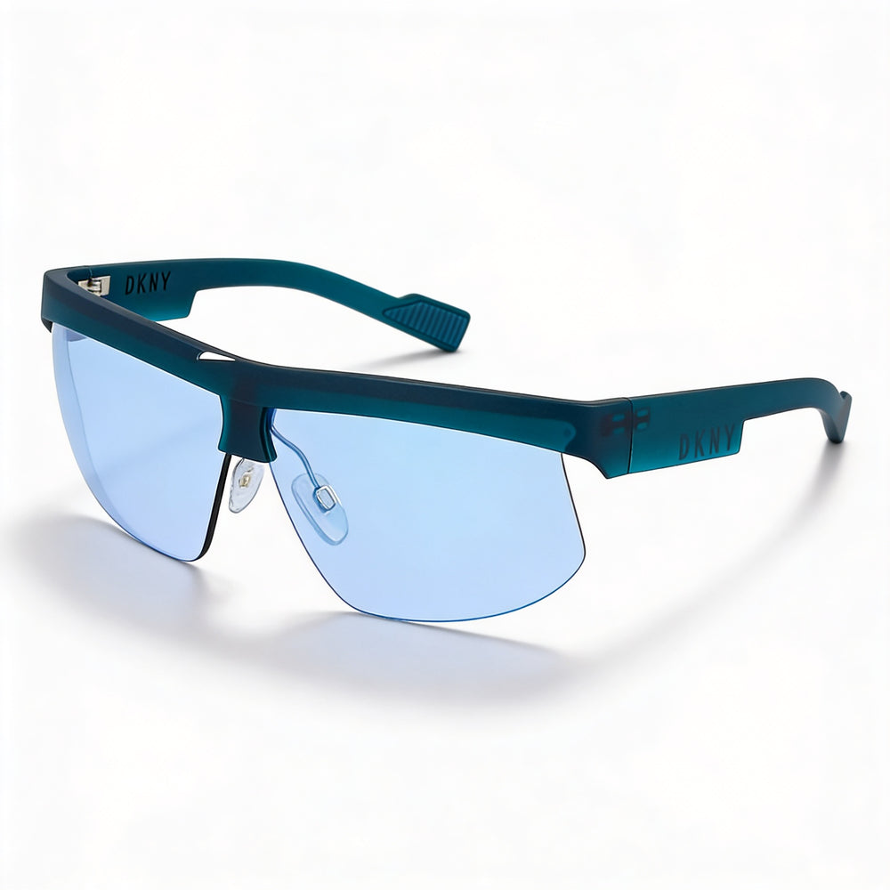DKNY Dk515s Women's Plastic Teal Rectangle Frame Sunglasses with Acetate Blue Mirror Lenses