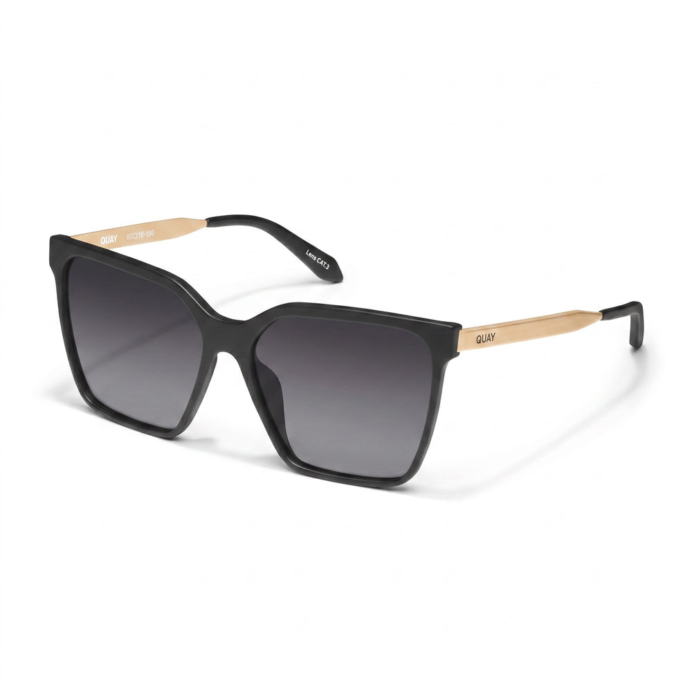 QUAY AUSTRALIA Level Up Remixed Gafas de Sol Polarizadas para Mujer con Montura Combinada Negra Mate y Lente Ahumada 149mm