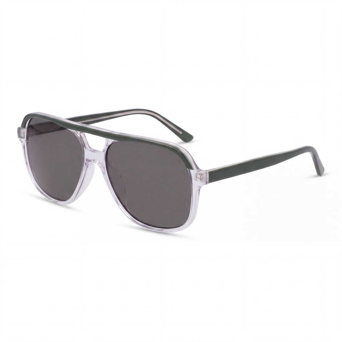 Cole Haan Ch6504 Unisex Modified Rectangle Polarized Sunglasses with 100% UV Protection, Olive Acetate Frame, Green Lens, 57mm, Photo 1