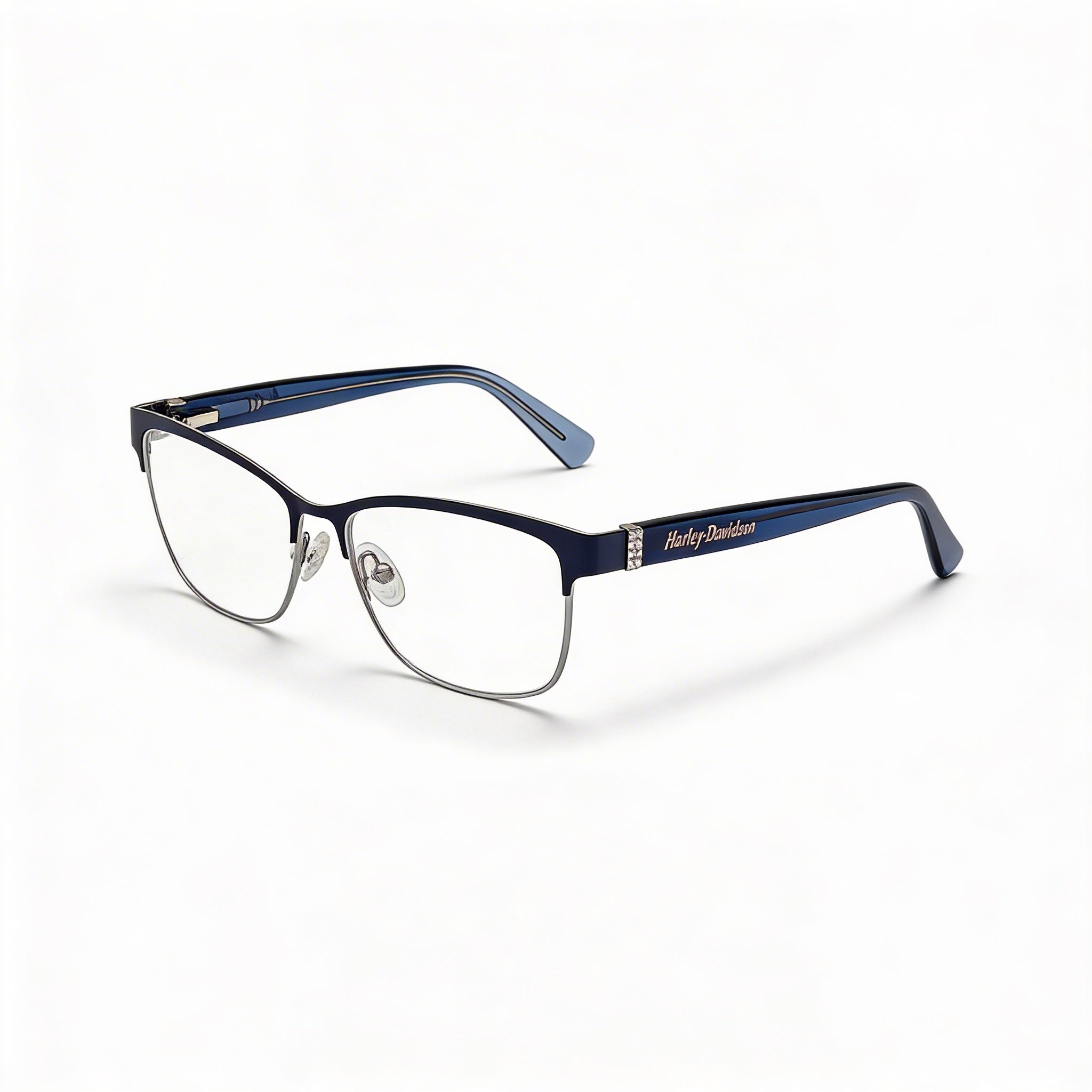 Harley-Davidson Hd50057 Men's Metal Eyeglasses Frames in Matte Blue / Shiny Blue, Size 54-15-140, Photo 1
