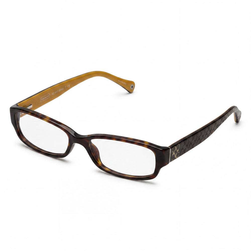 COACH Women's HC 6001 Emily Rectangular Plastic Prescription Eyeglasses Frame in Dark Tortoise, Size 50mm